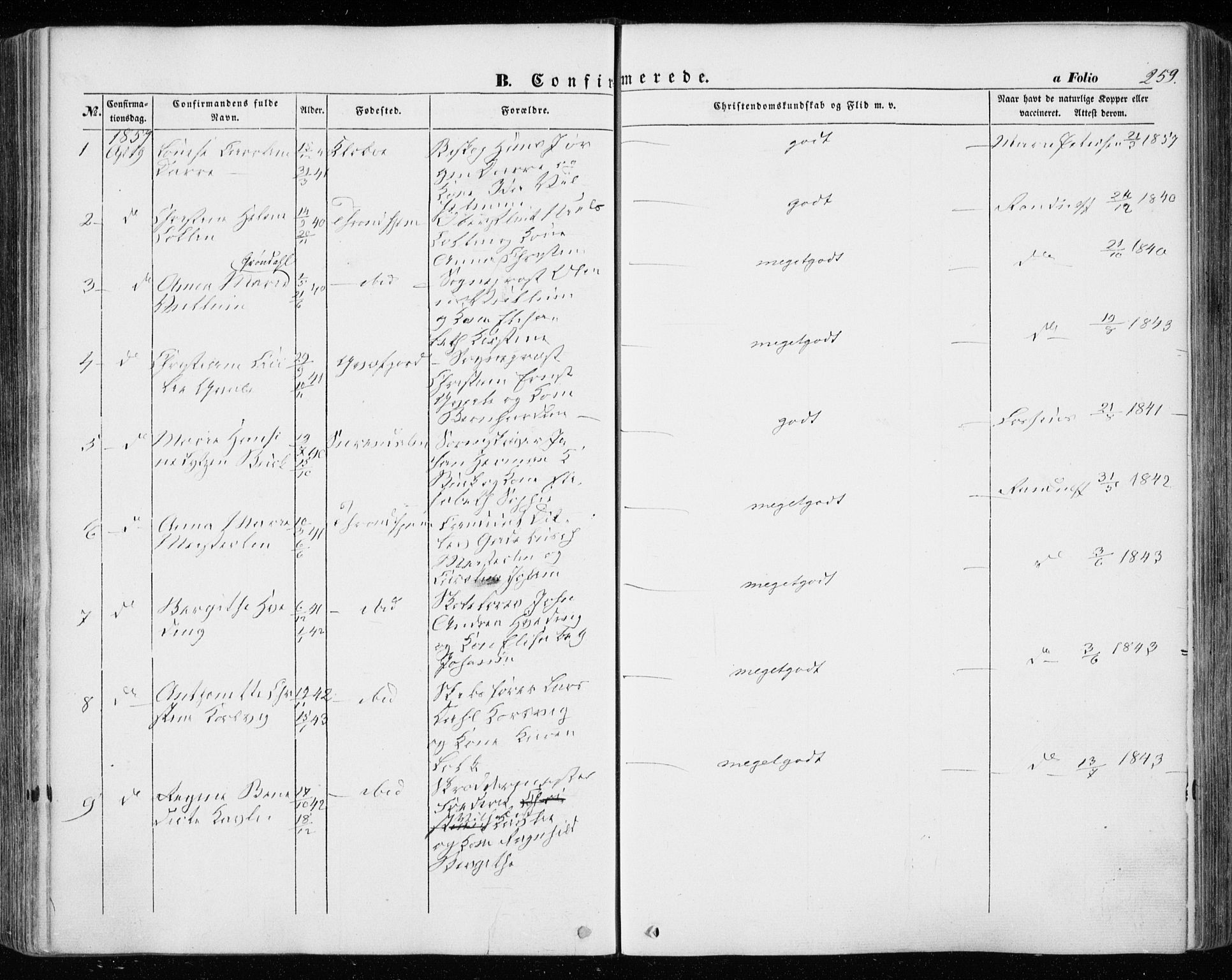 Ministerialprotokoller, klokkerbøker og fødselsregistre - Sør-Trøndelag, AV/SAT-A-1456/601/L0051: Parish register (official) no. 601A19, 1848-1857, p. 259