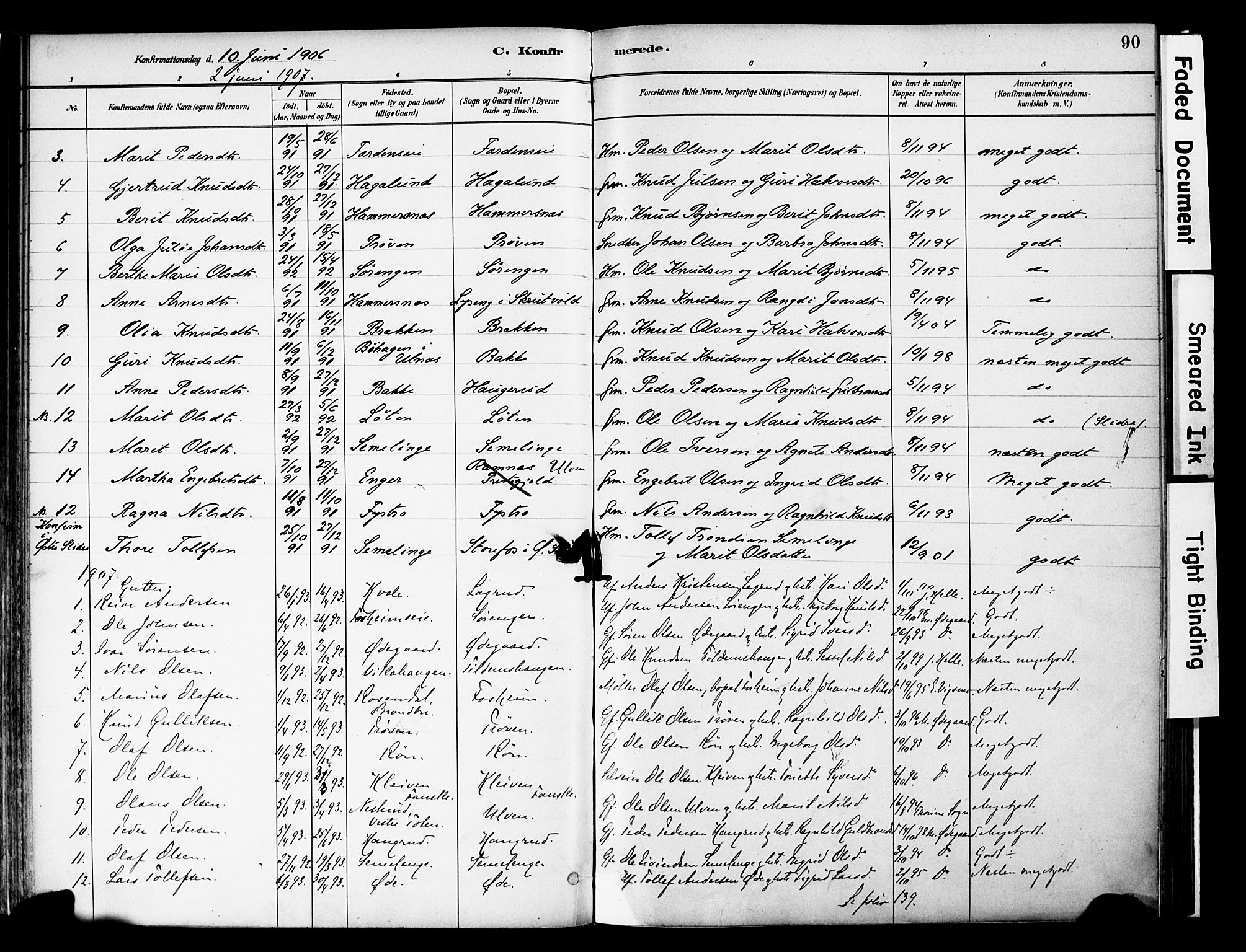 Vestre Slidre prestekontor, SAH/PREST-136/H/Ha/Haa/L0006: Parish register (official) no. 6, 1881-1912, p. 90