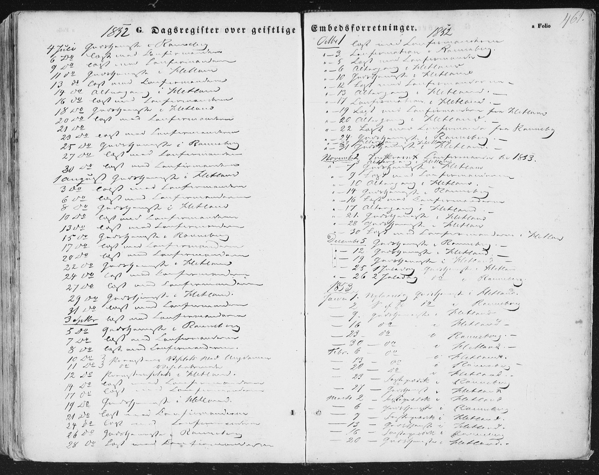 Hetland sokneprestkontor, AV/SAST-A-101826/30/30BA/L0002: Parish register (official) no. A 2, 1849-1869, p. 461