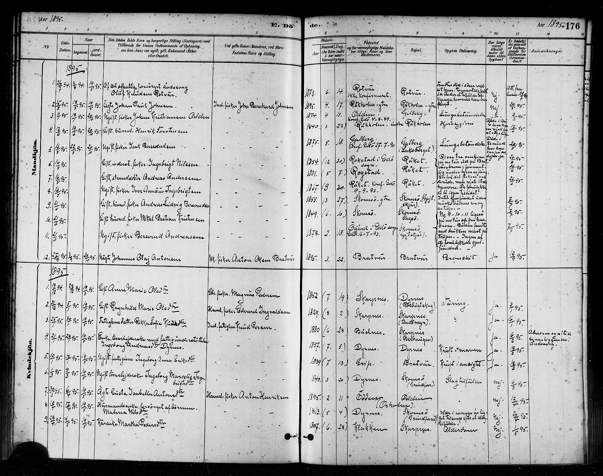 Ministerialprotokoller, klokkerbøker og fødselsregistre - Møre og Romsdal, SAT/A-1454/582/L0947: Parish register (official) no. 582A01, 1880-1900, p. 176