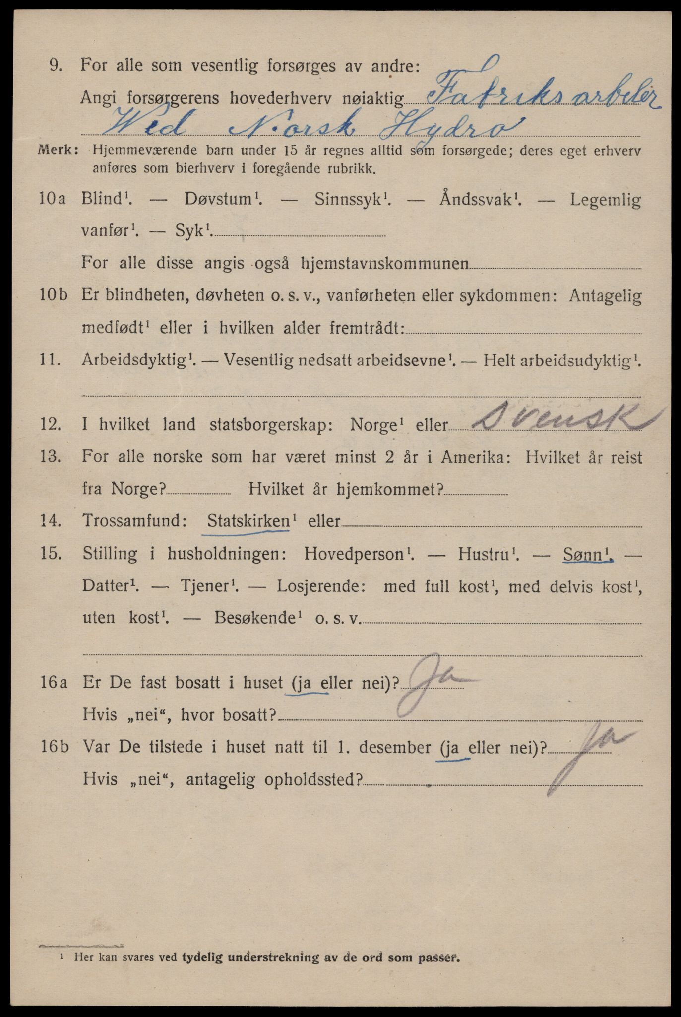 SAKO, 1920 census for Tinn, 1920, p. 9887