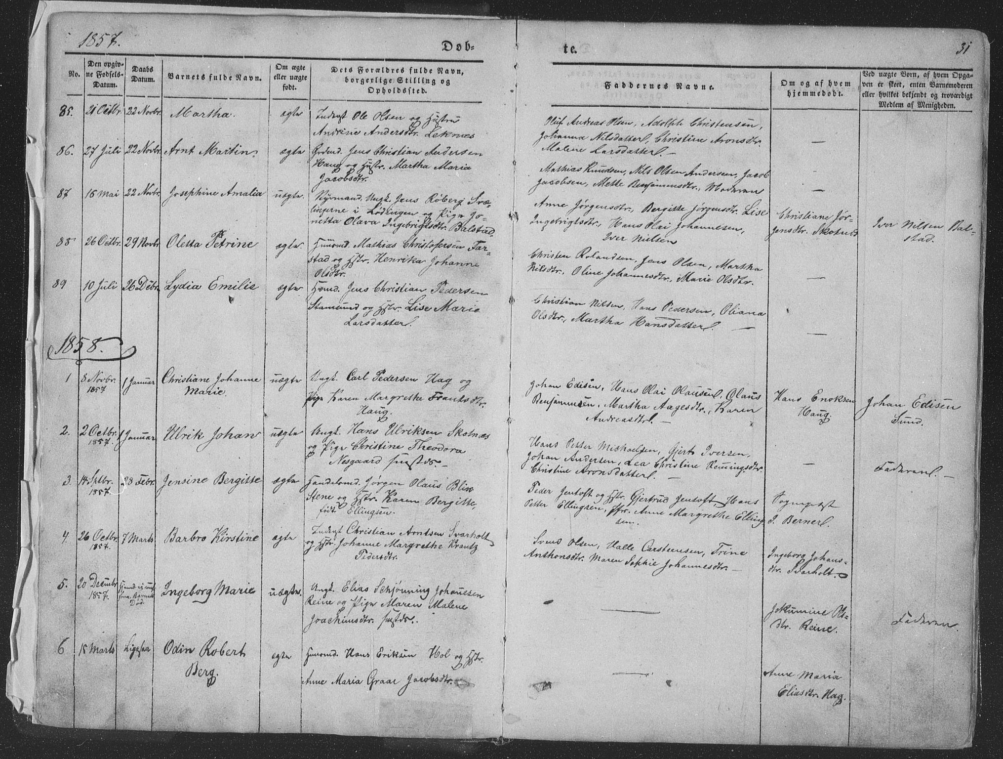 Ministerialprotokoller, klokkerbøker og fødselsregistre - Nordland, AV/SAT-A-1459/881/L1165: Parish register (copy) no. 881C02, 1854-1876, p. 31