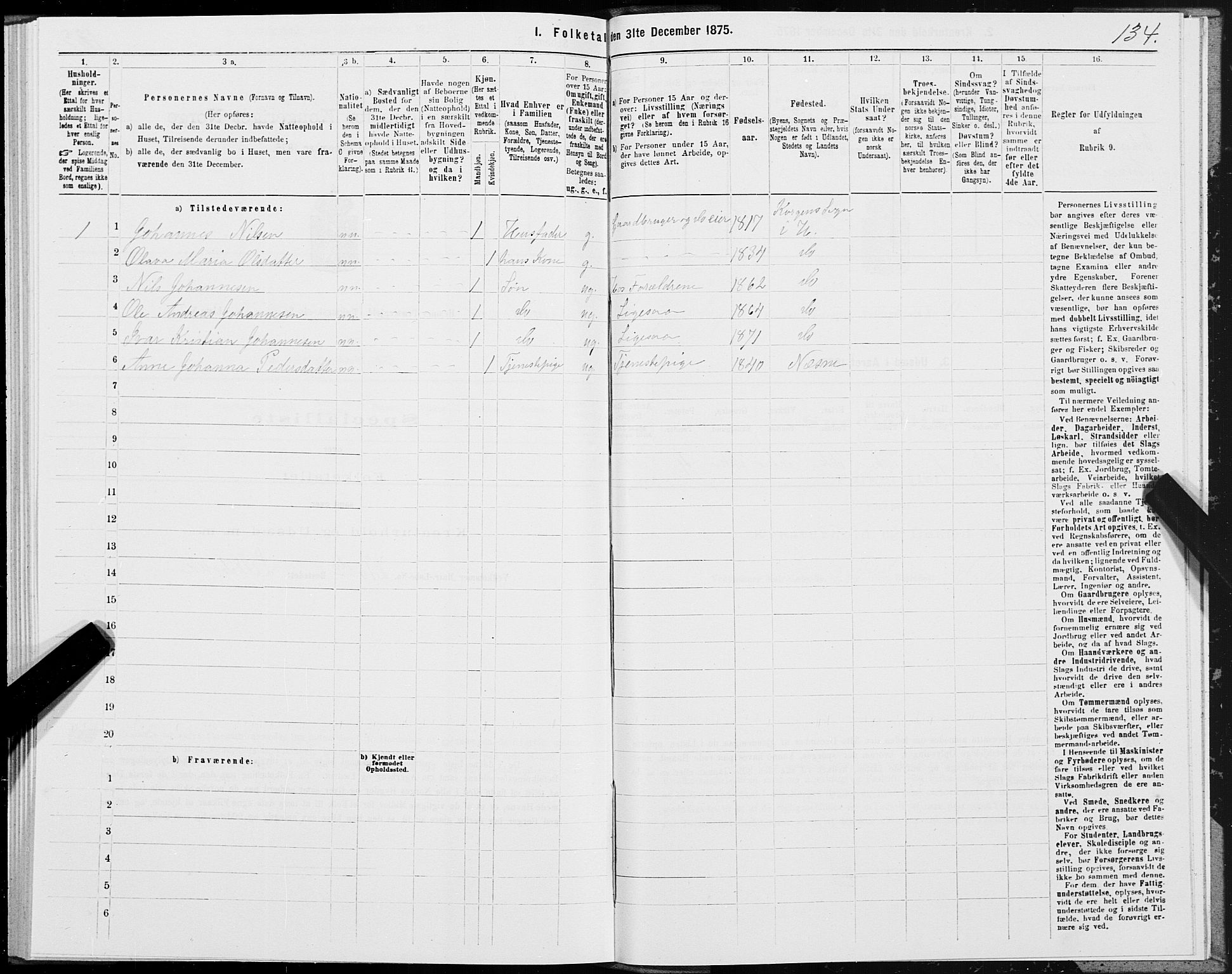 SAT, 1875 census for 1832P Hemnes, 1875, p. 3134