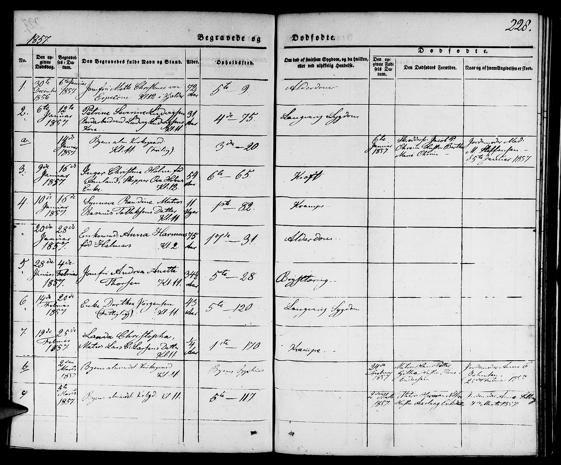 Nykirken Sokneprestembete, SAB/A-77101/H/Hab: Parish register (copy) no. E 1, 1840-1866, p. 228