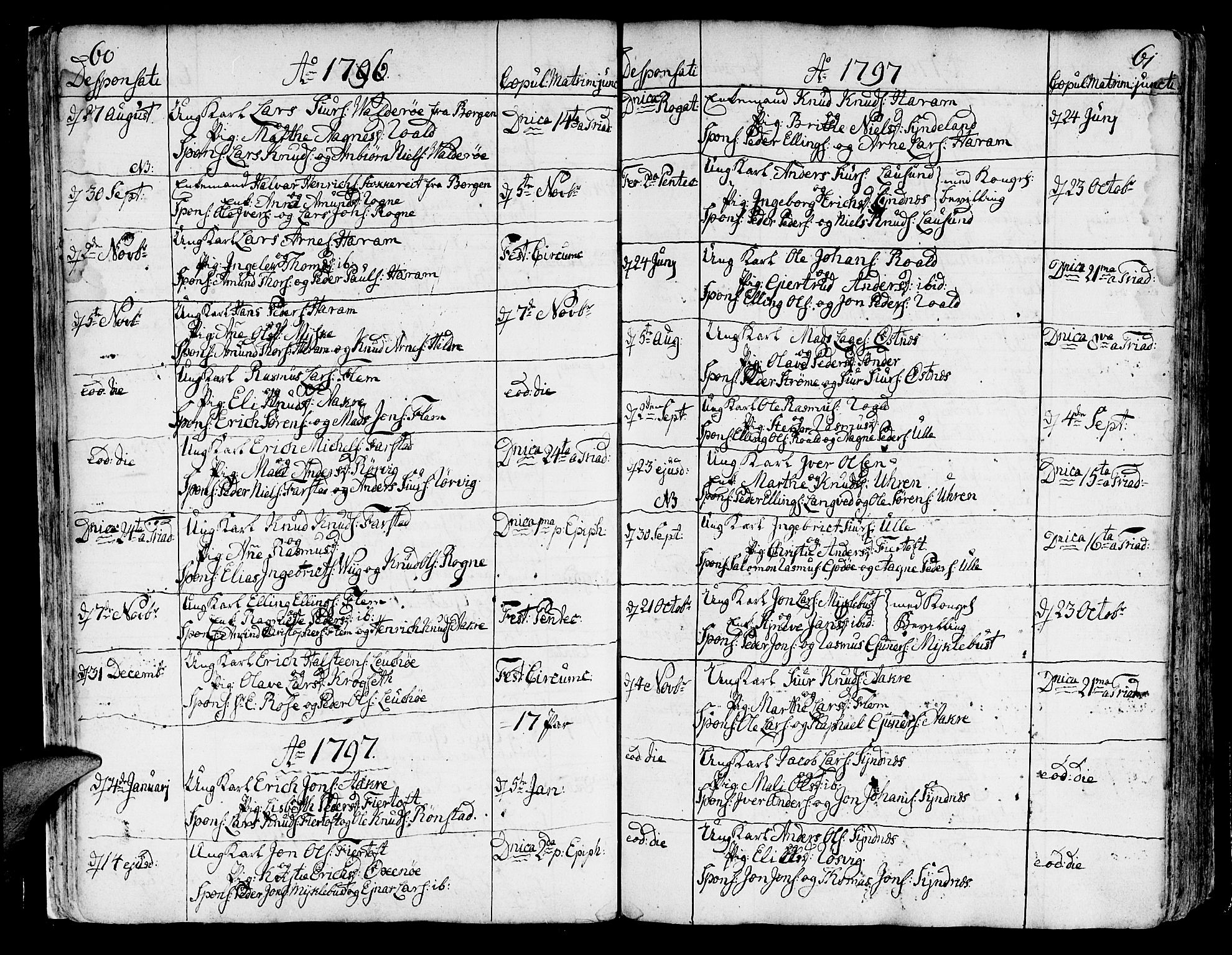 Ministerialprotokoller, klokkerbøker og fødselsregistre - Møre og Romsdal, SAT/A-1454/536/L0493: Parish register (official) no. 536A02, 1739-1802, p. 60-61