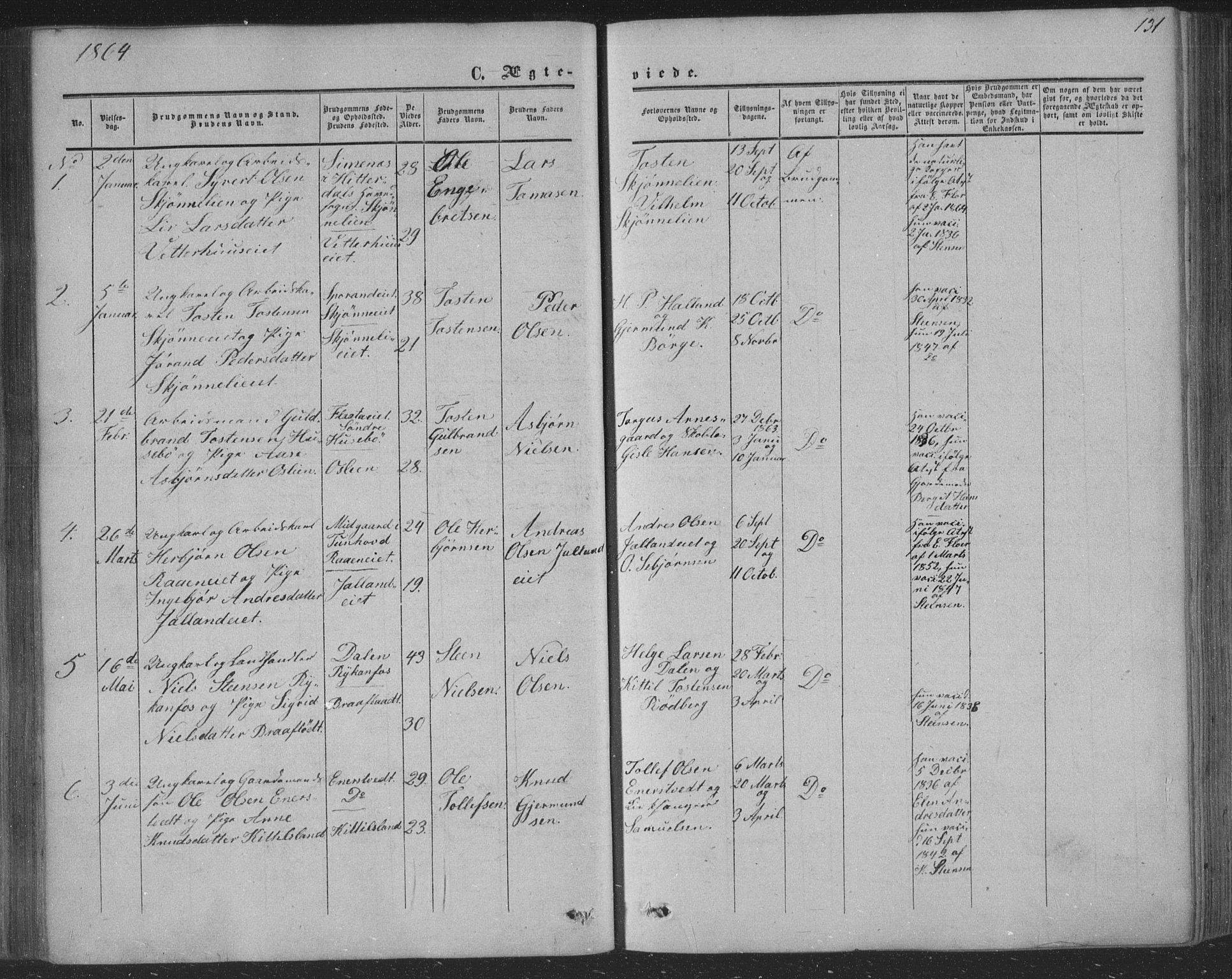 Nore kirkebøker, SAKO/A-238/F/Fa/L0002: Parish register (official) no. I 2, 1856-1871, p. 131