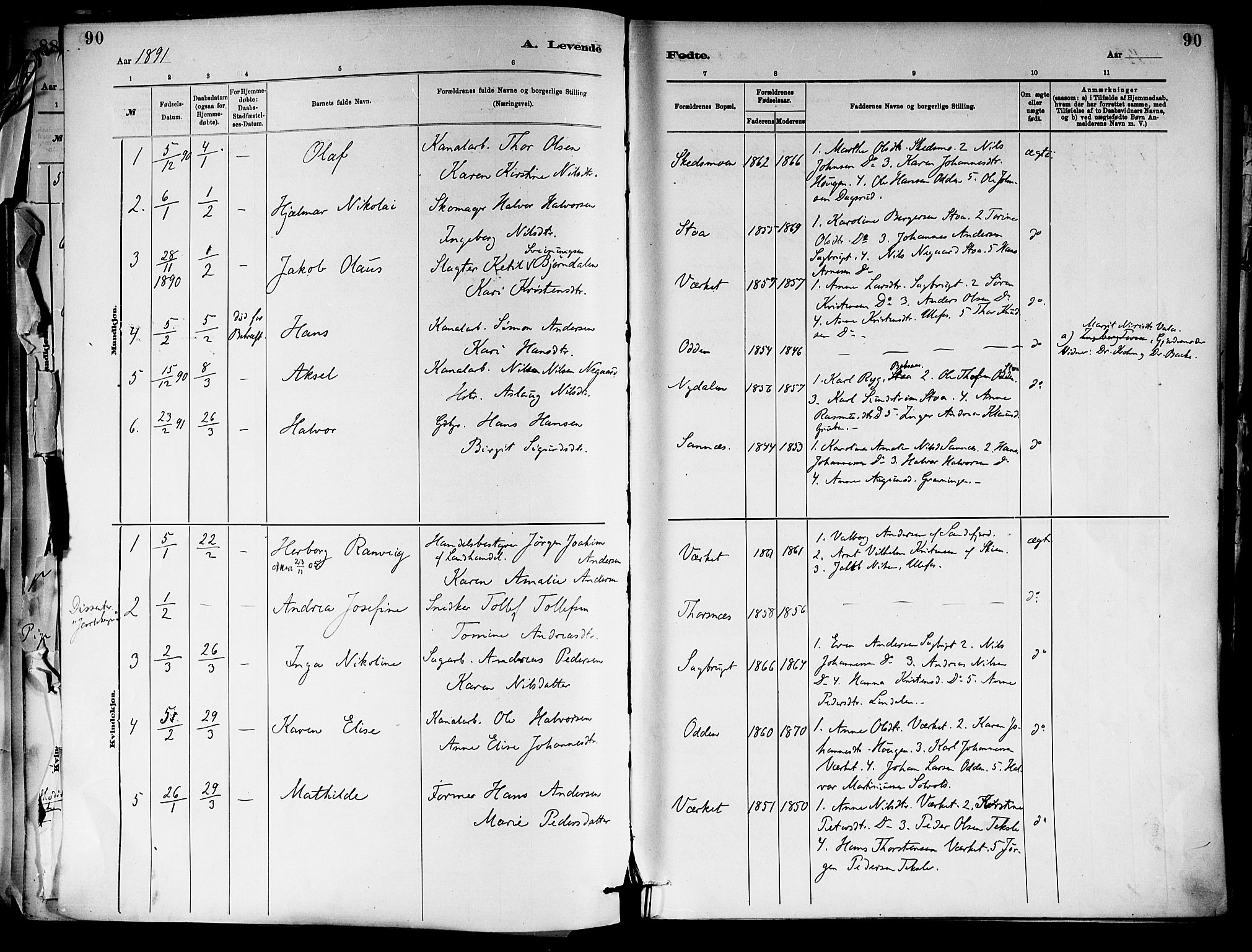 Holla kirkebøker, SAKO/A-272/F/Fa/L0008: Parish register (official) no. 8, 1882-1897, p. 90