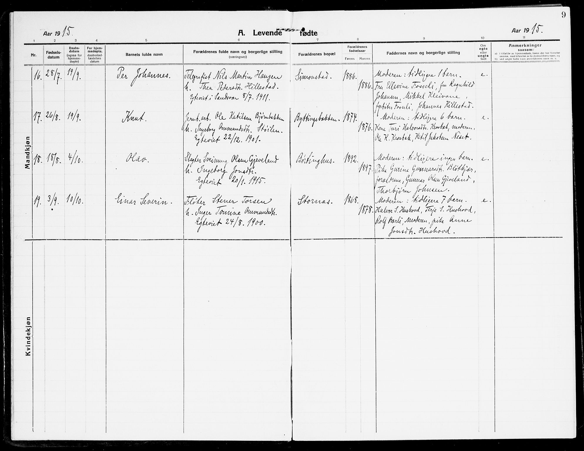 Åmli sokneprestkontor, AV/SAK-1111-0050/F/Fa/Fac/L0013: Parish register (official) no. A 13, 1914-1933, p. 9