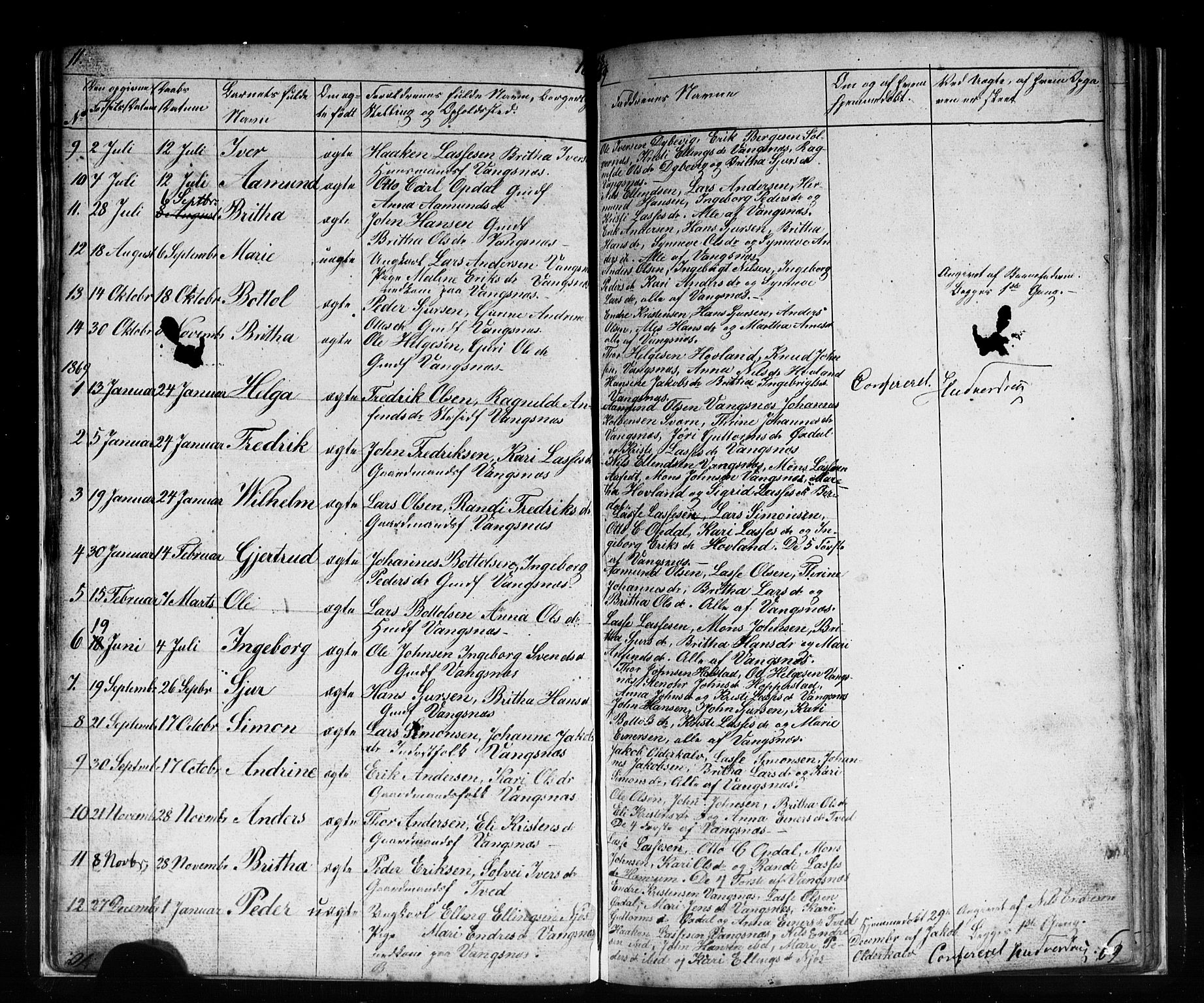 Vik sokneprestembete, SAB/A-81501: Parish register (copy) no. C 1, 1853-1879, p. 11