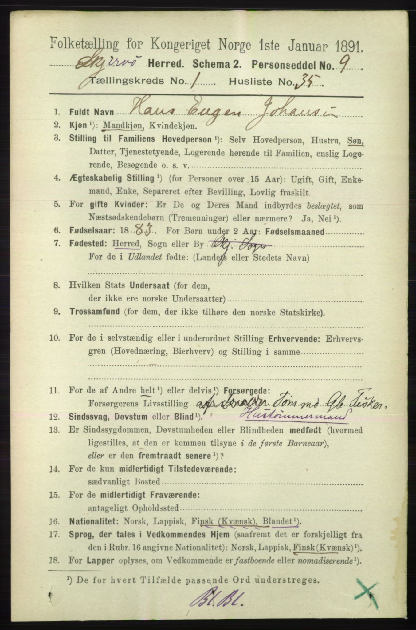 RA, 1891 census for 1941 Skjervøy, 1891, p. 400