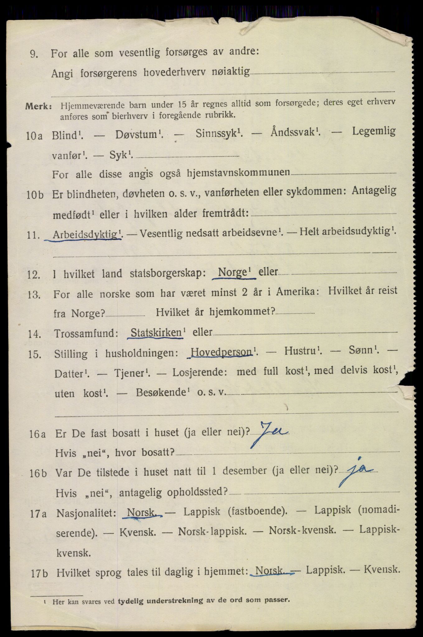 SAT, 1920 census for Skjerstad, 1920, p. 924