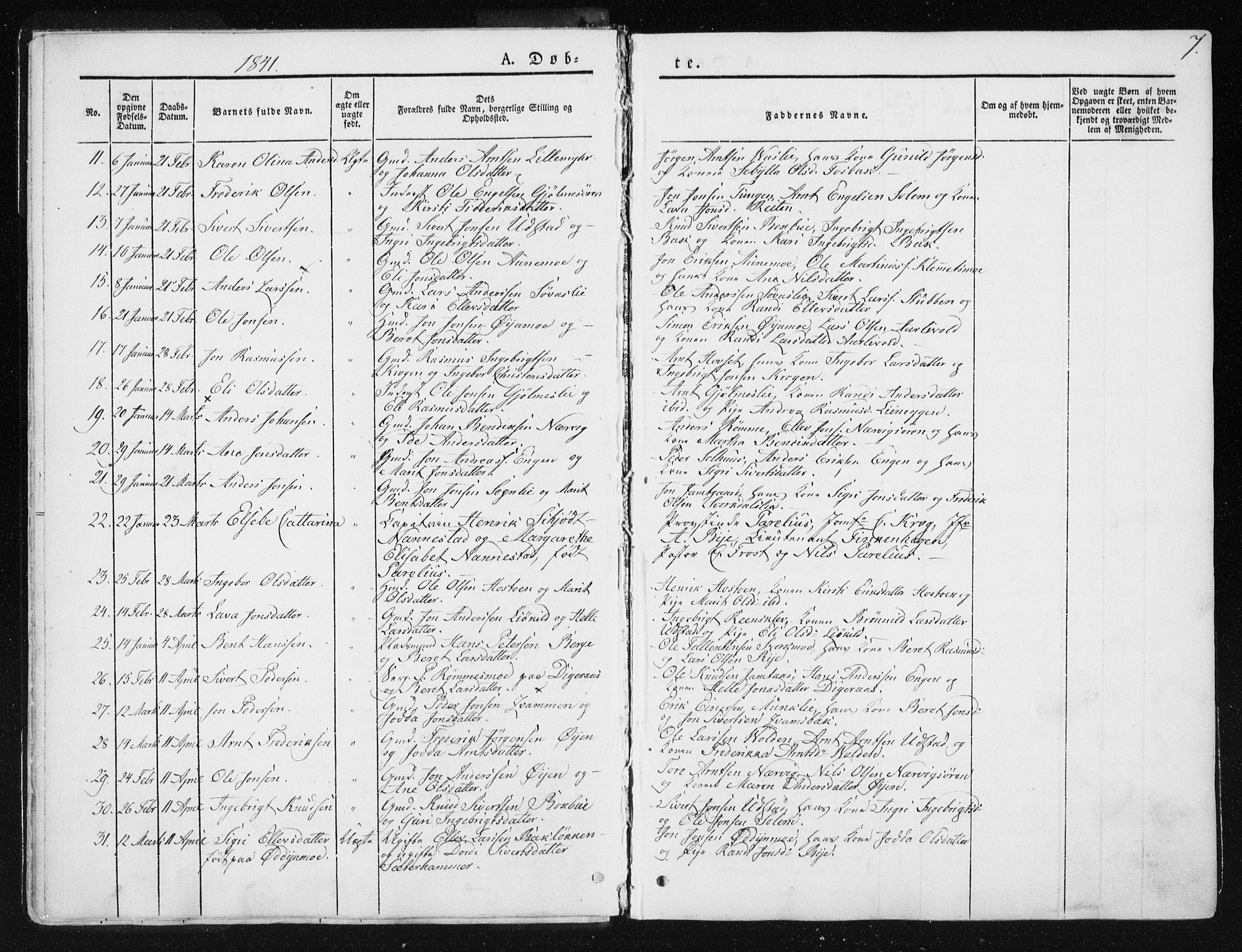 Ministerialprotokoller, klokkerbøker og fødselsregistre - Sør-Trøndelag, SAT/A-1456/668/L0805: Parish register (official) no. 668A05, 1840-1853, p. 7