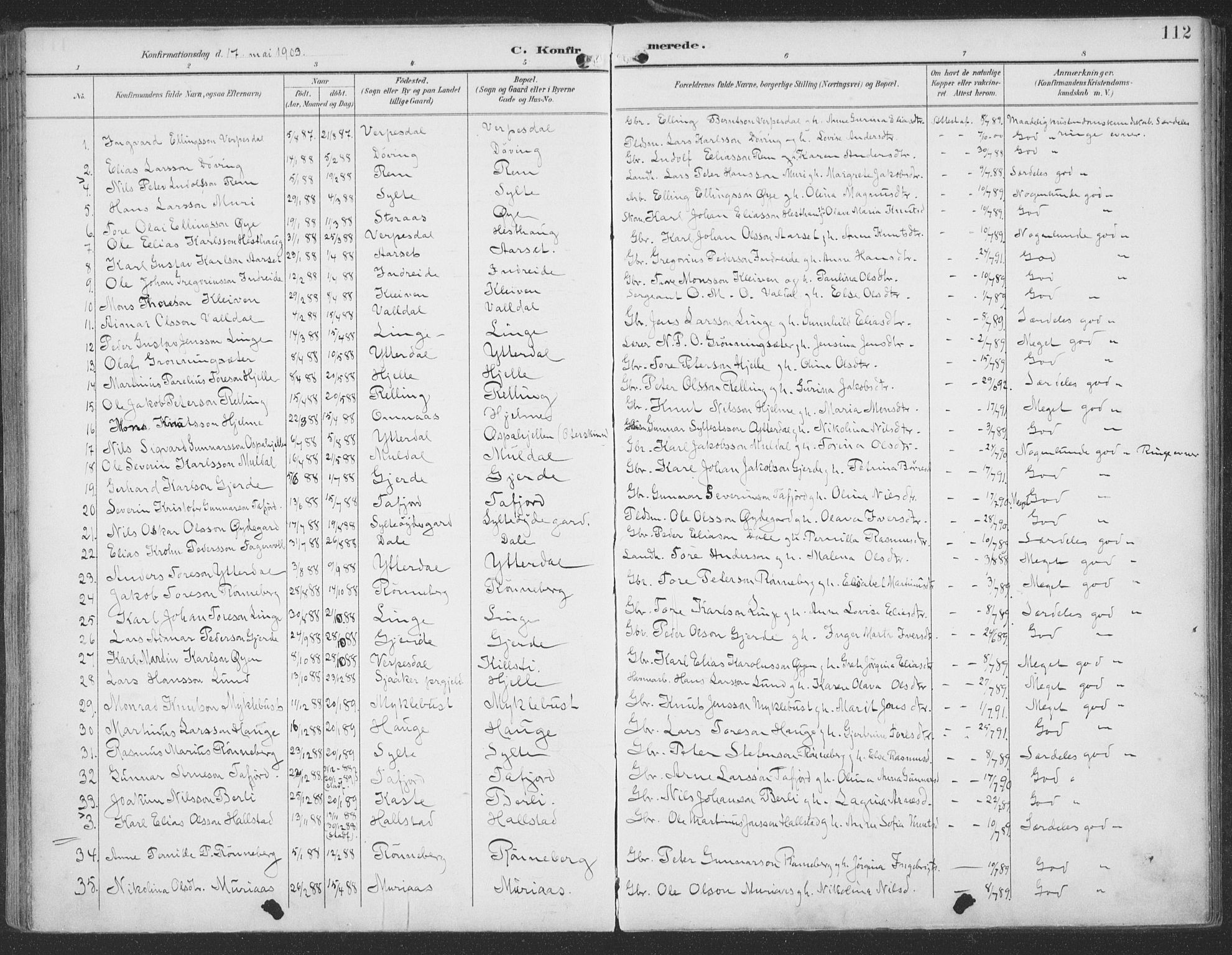 Ministerialprotokoller, klokkerbøker og fødselsregistre - Møre og Romsdal, SAT/A-1454/519/L0256: Parish register (official) no. 519A15, 1895-1912, p. 112