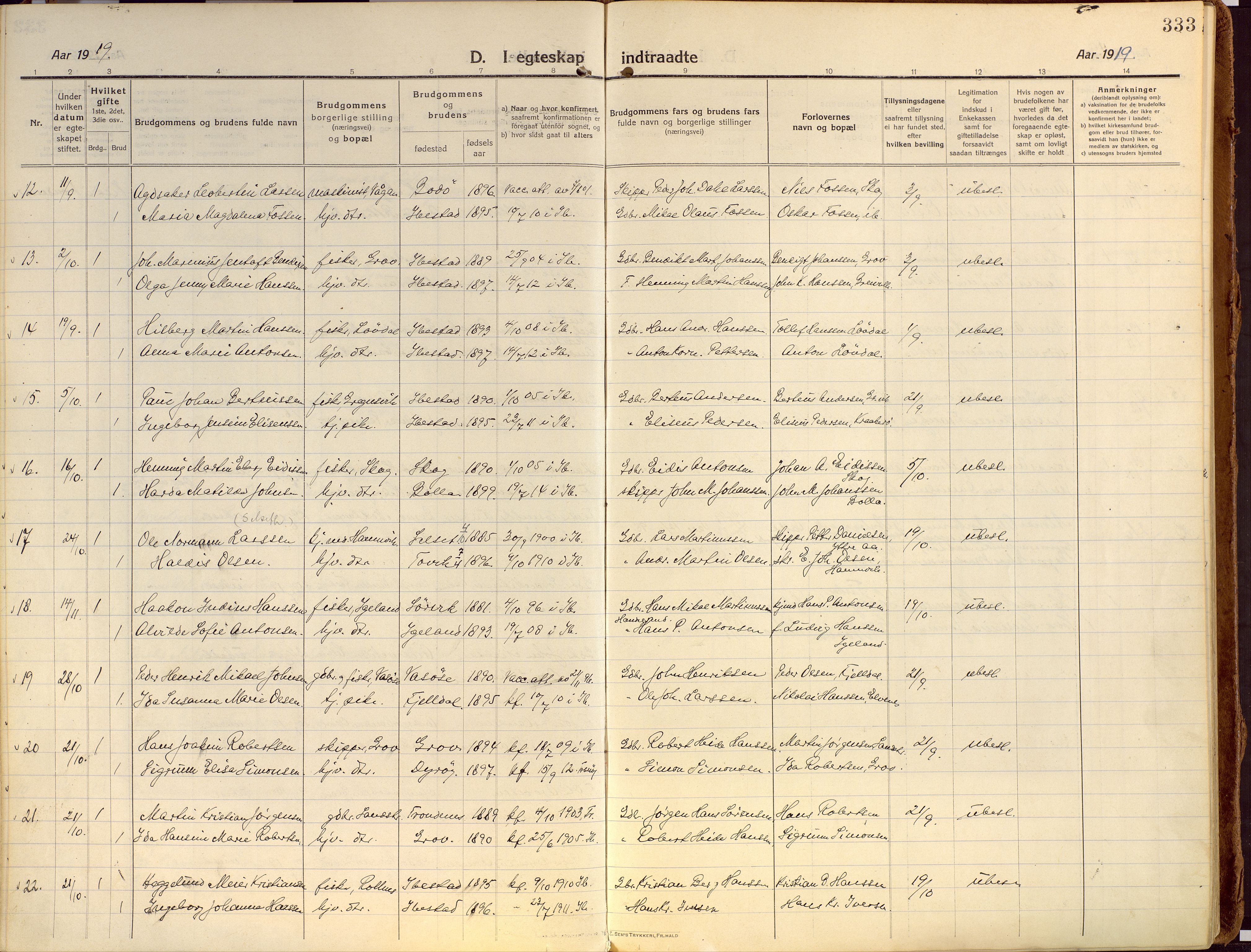 Ibestad sokneprestembete, SATØ/S-0077/H/Ha/Haa/L0018kirke: Parish register (official) no. 18, 1915-1929, p. 333