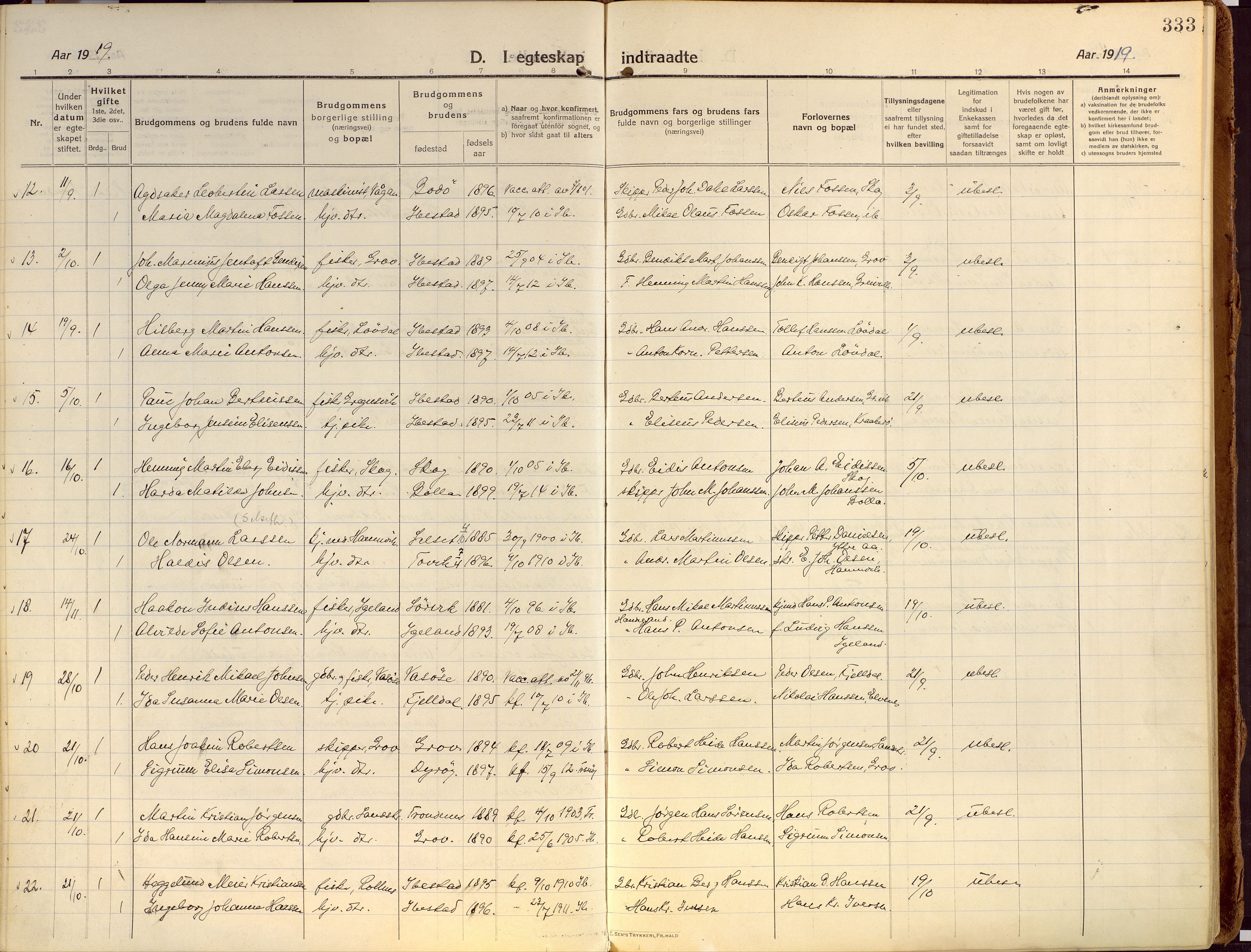 Ibestad sokneprestembete, AV/SATØ-S-0077/H/Ha/Haa/L0018kirke: Parish register (official) no. 18, 1915-1929, p. 333