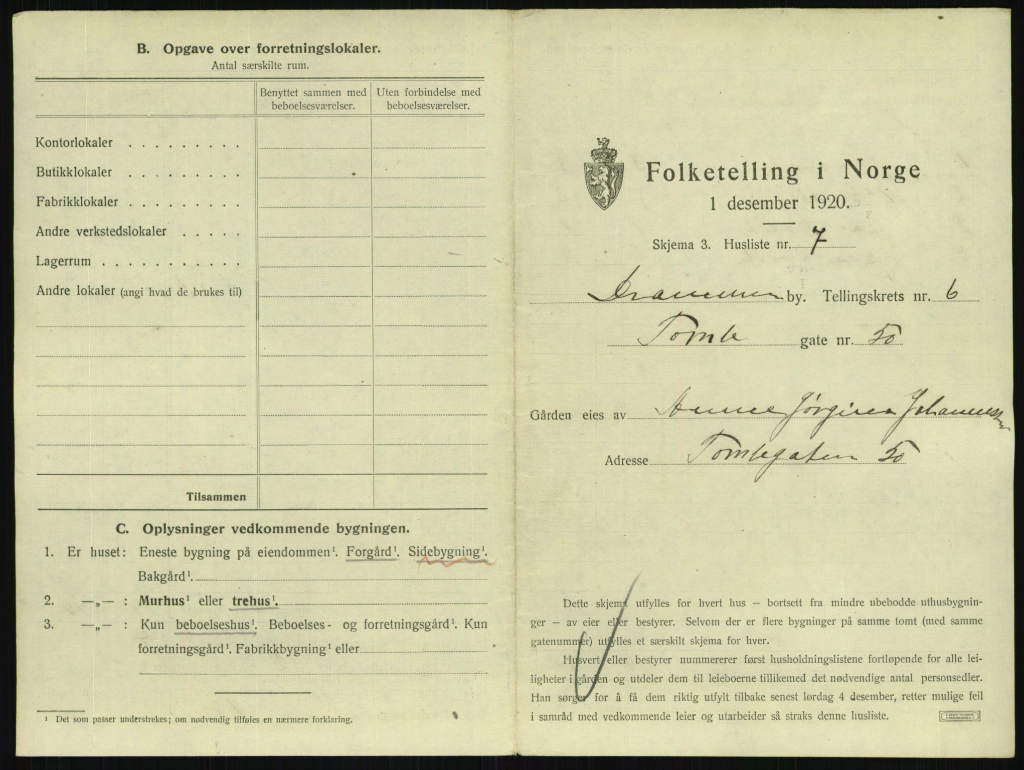 SAKO, 1920 census for Drammen, 1920, p. 2682