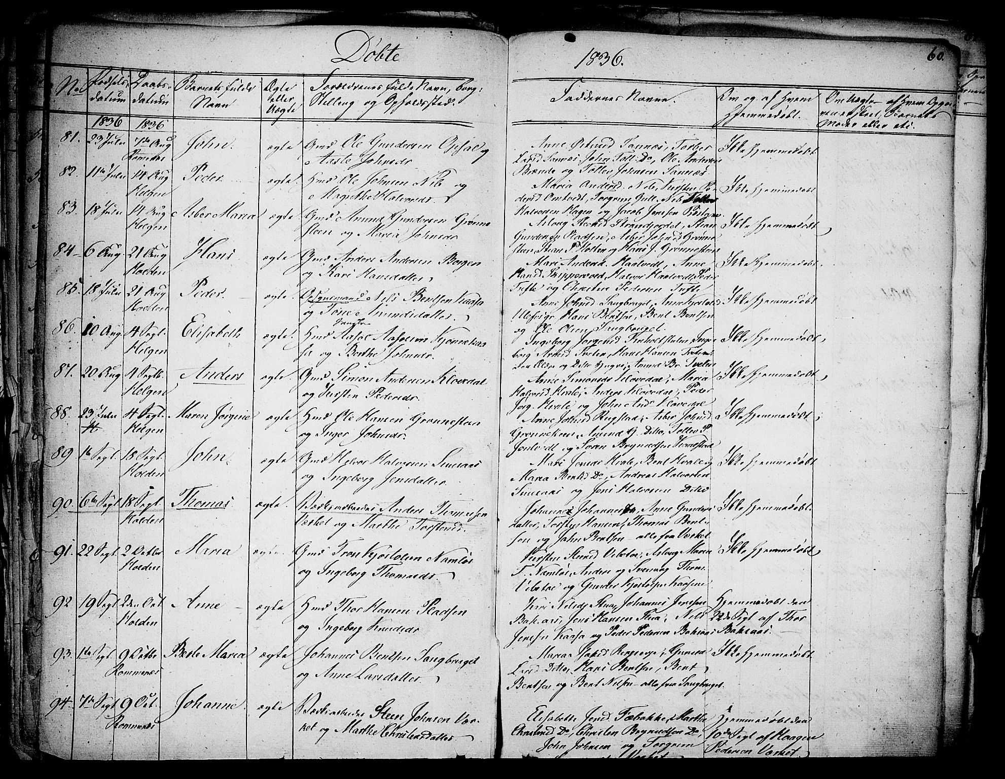 Holla kirkebøker, AV/SAKO-A-272/F/Fa/L0004: Parish register (official) no. 4, 1830-1848, p. 60