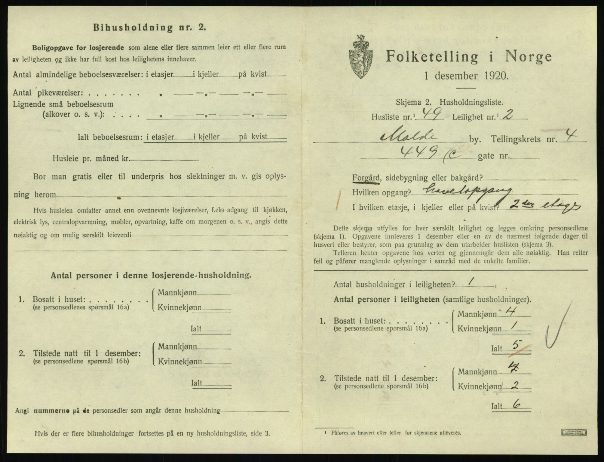 SAT, 1920 census for Molde, 1920, p. 1647