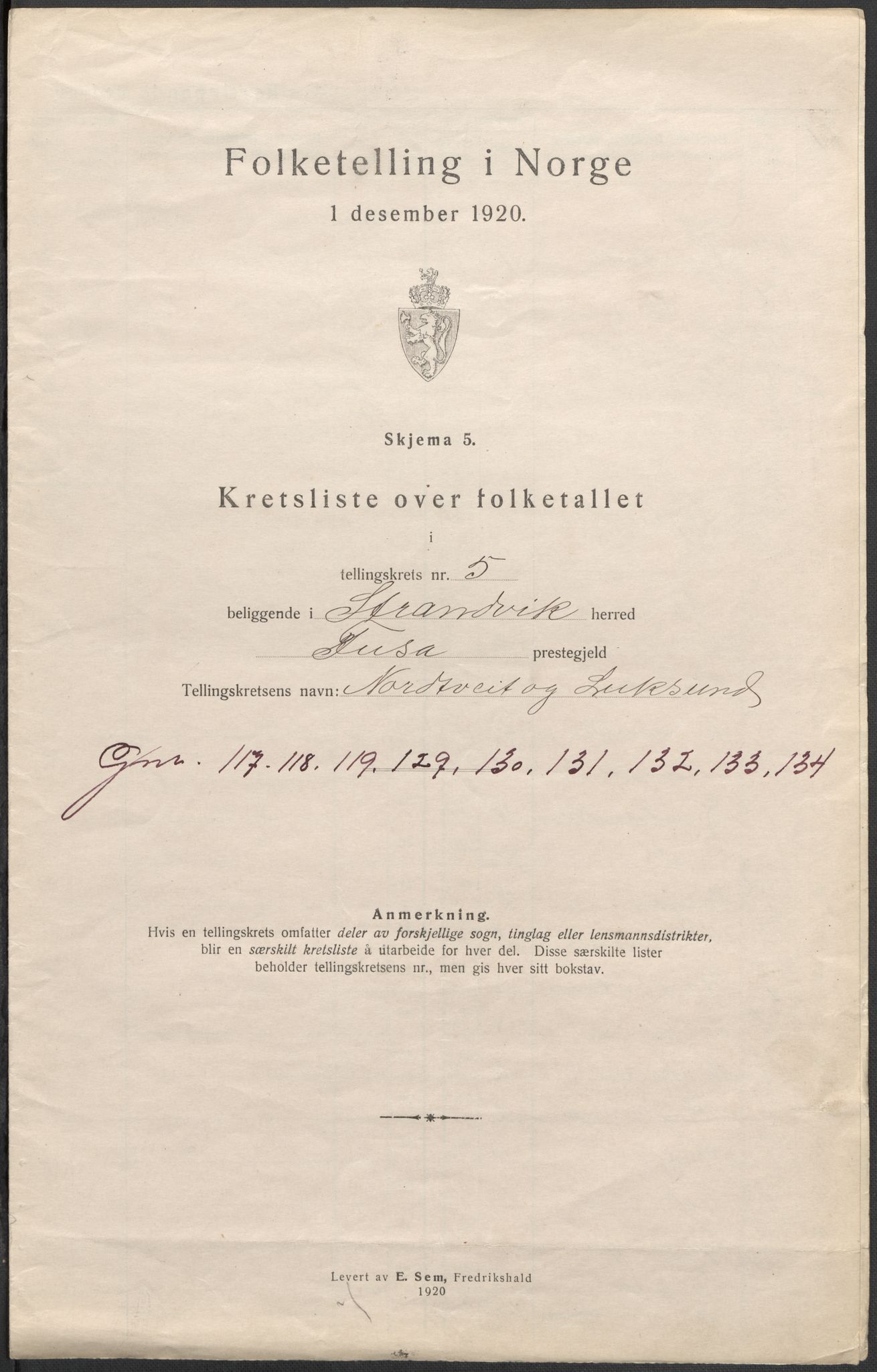 SAB, 1920 census for Strandvik, 1920, p. 17