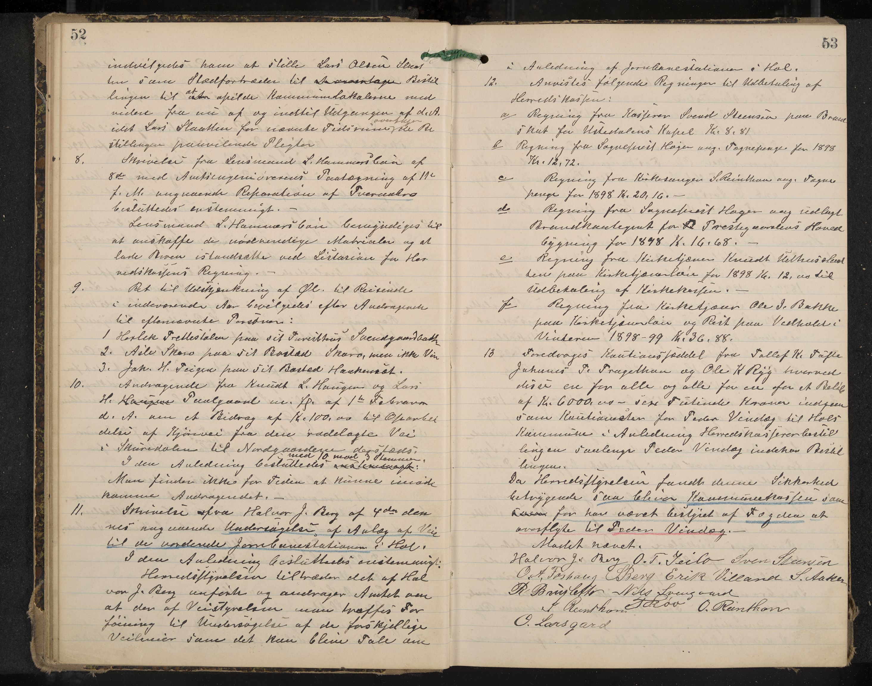 Hol formannskap og sentraladministrasjon, IKAK/0620021-1/A/L0003: Møtebok, 1897-1904, p. 52-53