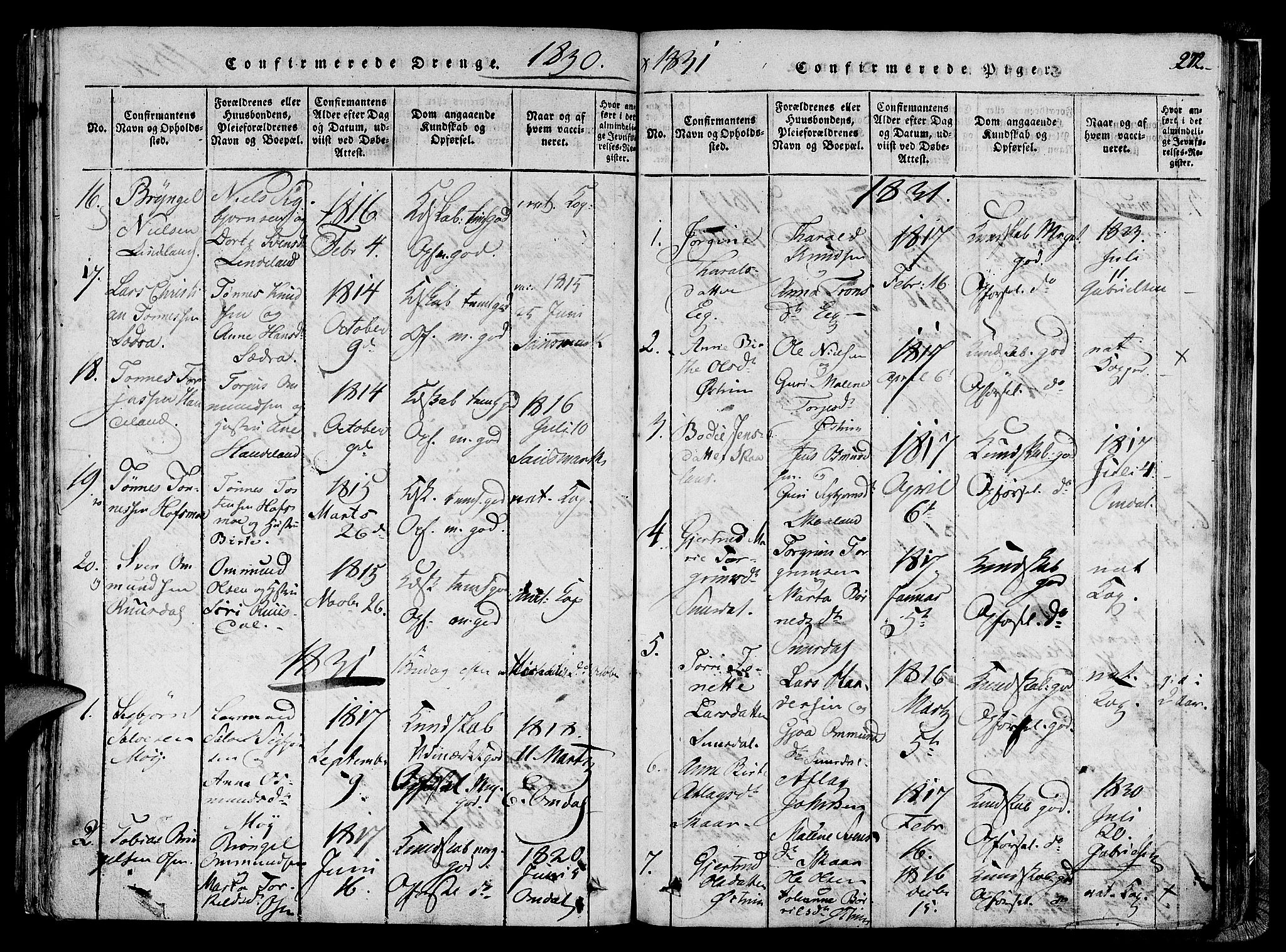 Lund sokneprestkontor, SAST/A-101809/S06/L0005: Parish register (official) no. A 5, 1815-1833, p. 272
