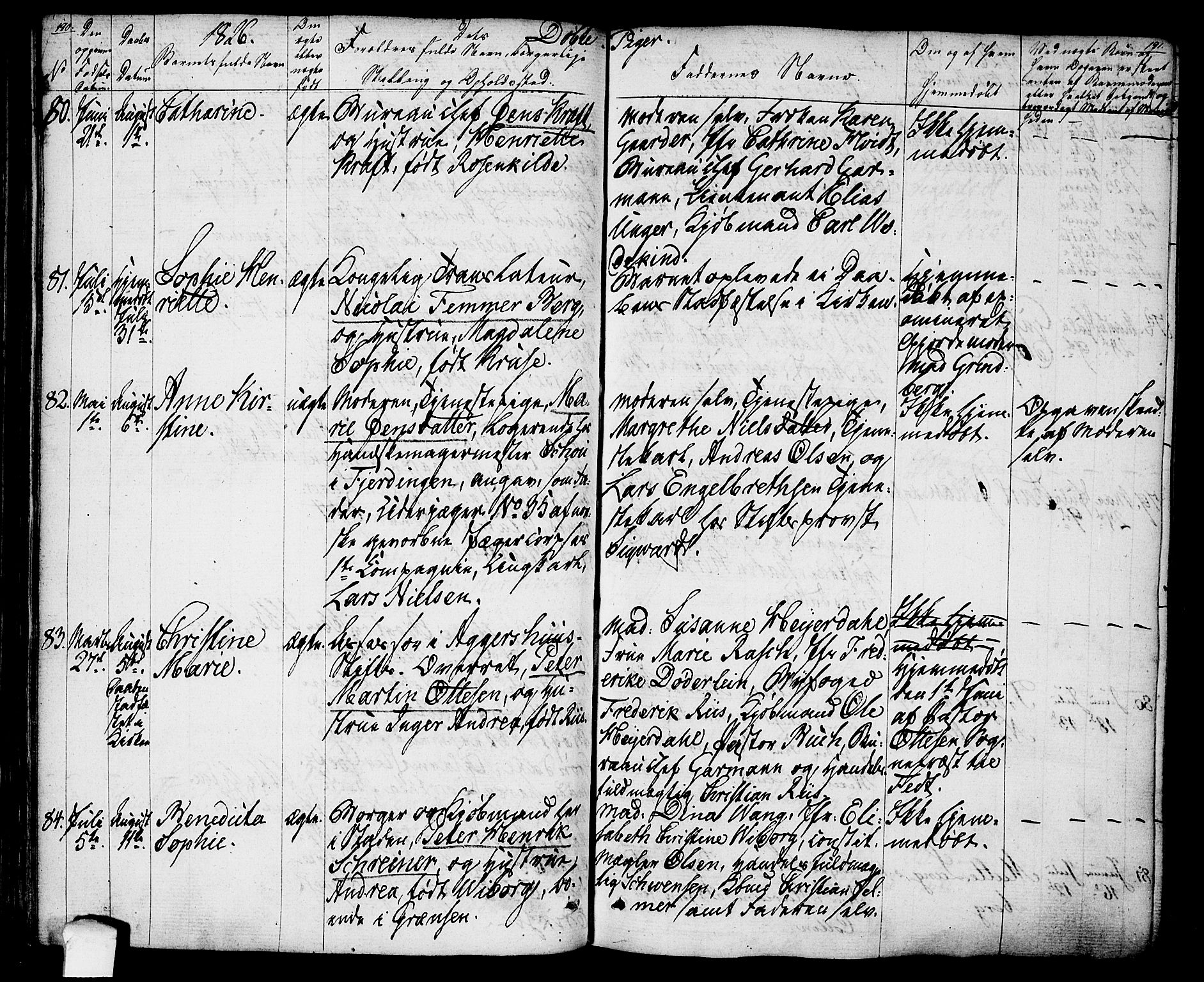 Oslo domkirke Kirkebøker, SAO/A-10752/F/Fa/L0010: Parish register (official) no. 10, 1824-1830, p. 190-191
