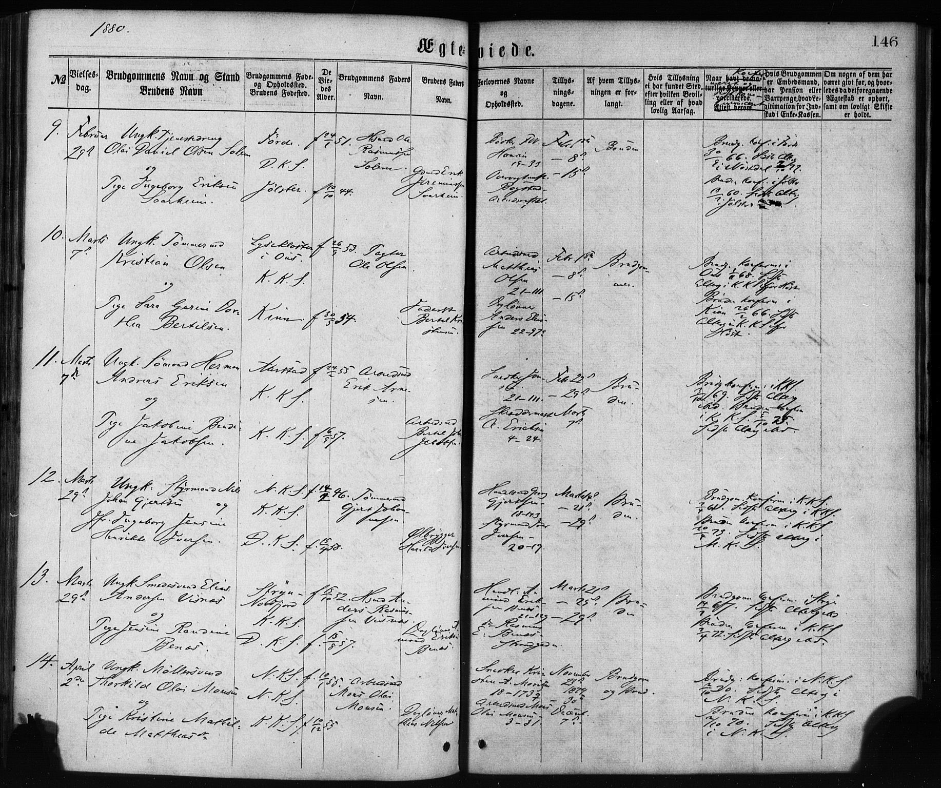 Korskirken sokneprestembete, SAB/A-76101/H/Haa/L0036: Parish register (official) no. D 3, 1867-1882, p. 146