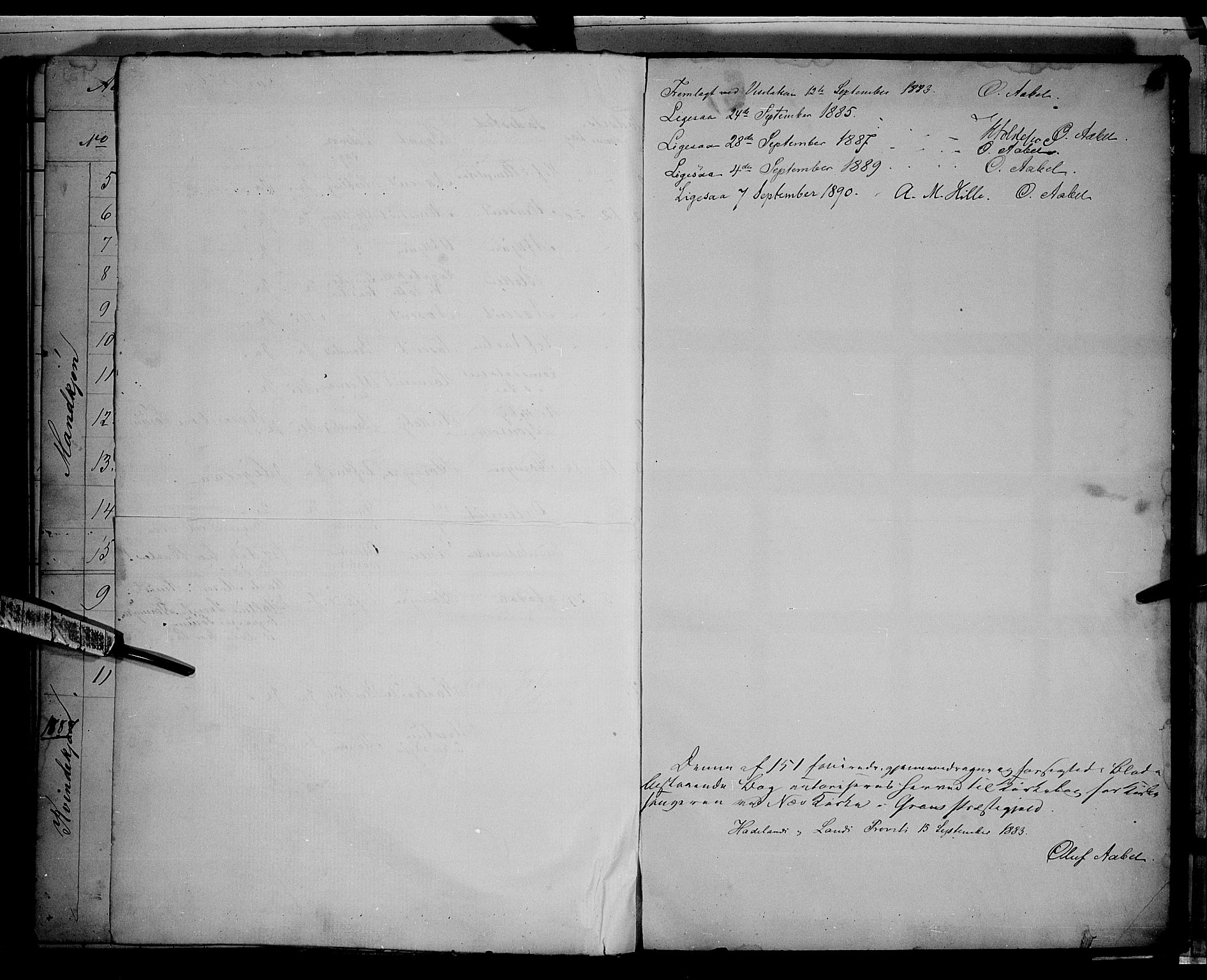 Gran prestekontor, AV/SAH-PREST-112/H/Ha/Hab/L0003: Parish register (copy) no. 3, 1882-1890