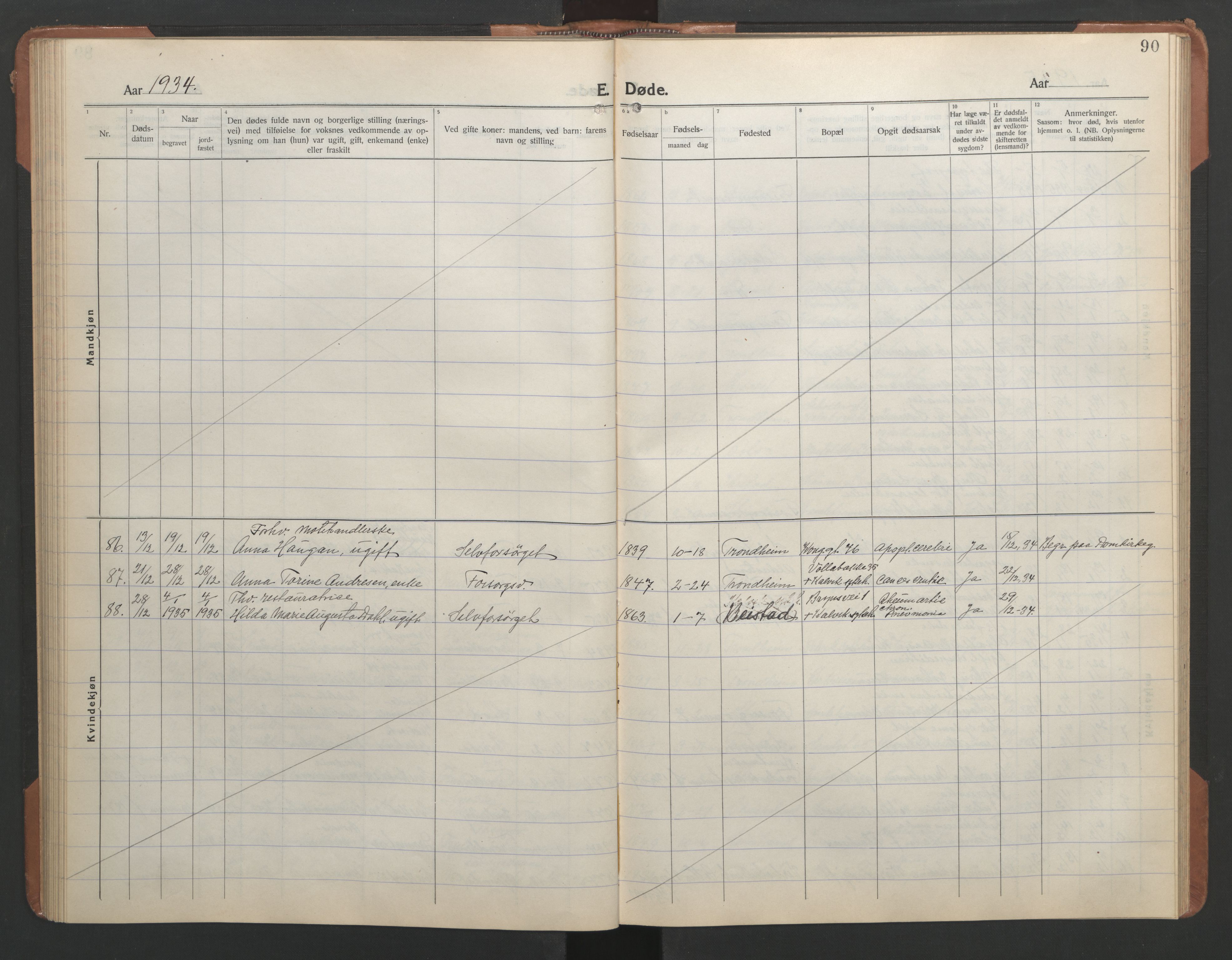 Ministerialprotokoller, klokkerbøker og fødselsregistre - Sør-Trøndelag, SAT/A-1456/602/L0150: Parish register (copy) no. 602C18, 1922-1949, p. 90