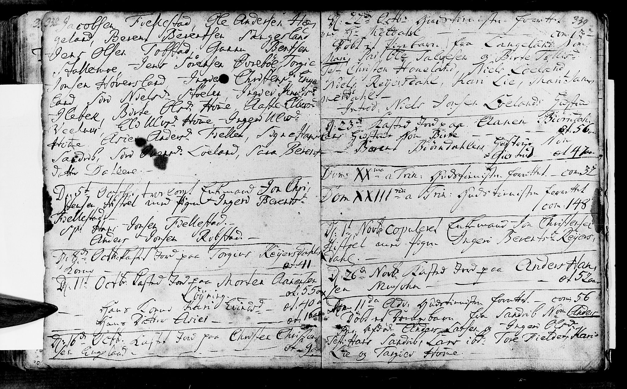 Vennesla sokneprestkontor, SAK/1111-0045/Fa/Fac/L0001: Parish register (official) no. A 1, 1743-1784, p. 338-339