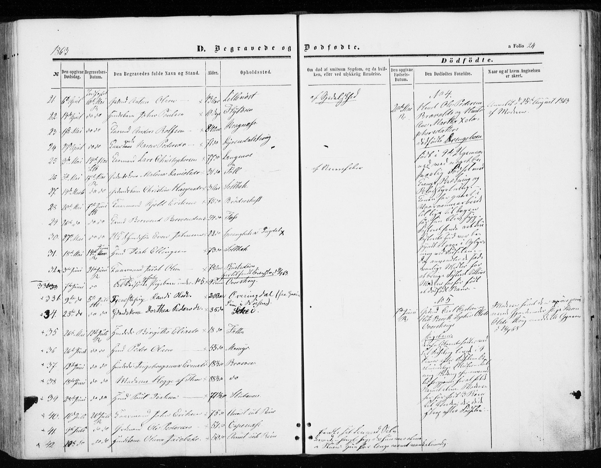 Ministerialprotokoller, klokkerbøker og fødselsregistre - Sør-Trøndelag, AV/SAT-A-1456/646/L0612: Parish register (official) no. 646A10, 1858-1869, p. 24