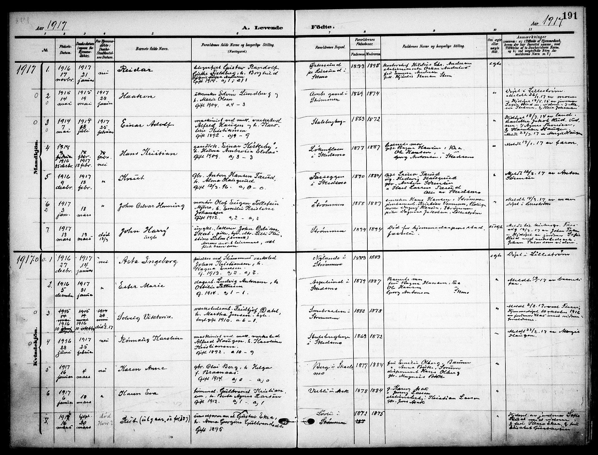 Skedsmo prestekontor Kirkebøker, AV/SAO-A-10033a/F/Fa/L0015: Parish register (official) no. I 15, 1902-1917, p. 191