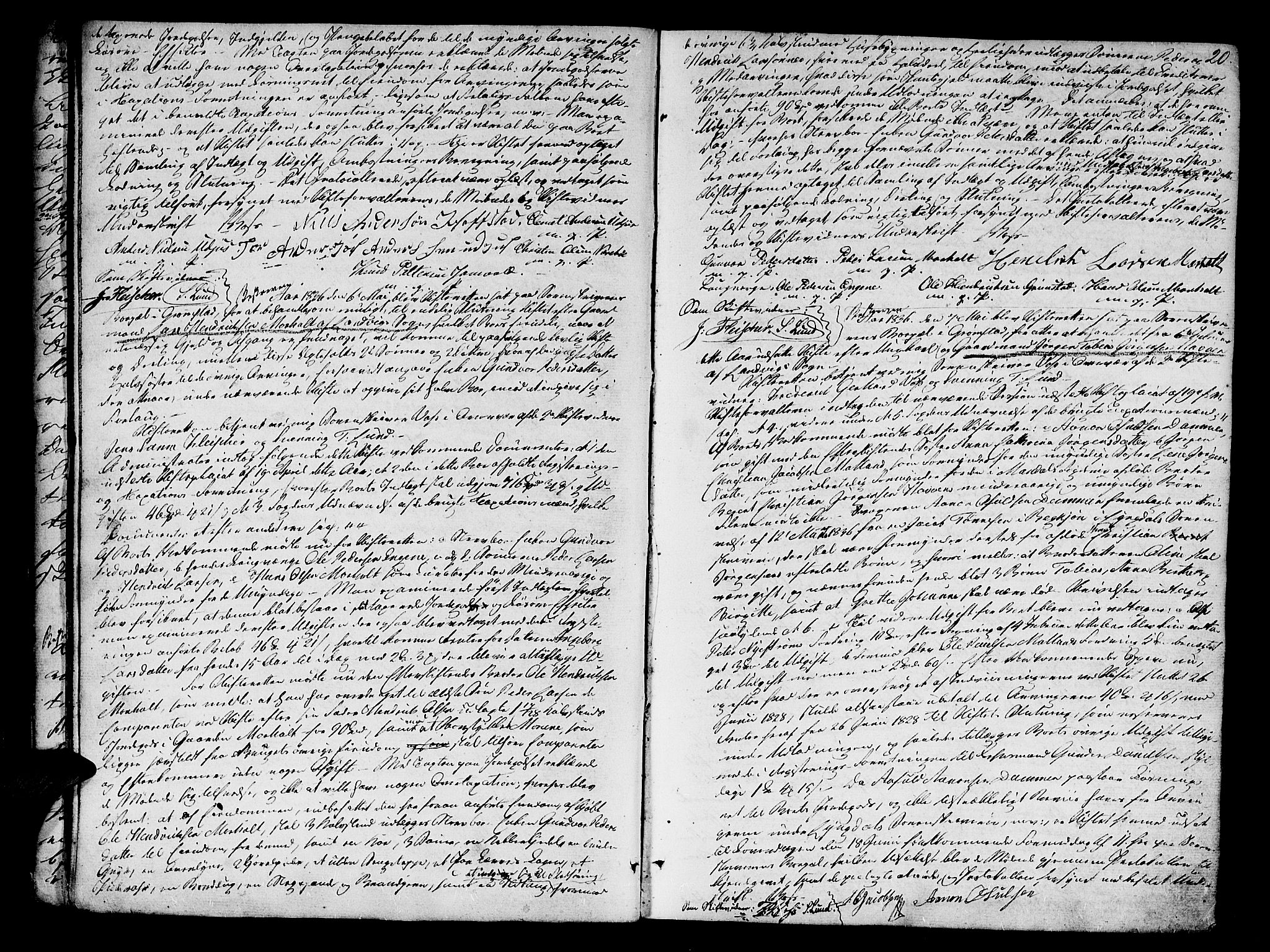 Vestre Nedenes/Sand sorenskriveri, AV/SAK-1221-0010/H/Hc/L0003: Skifteforhandlingsprotokoll nr. 1, 1835-1844, p. 19b-20a