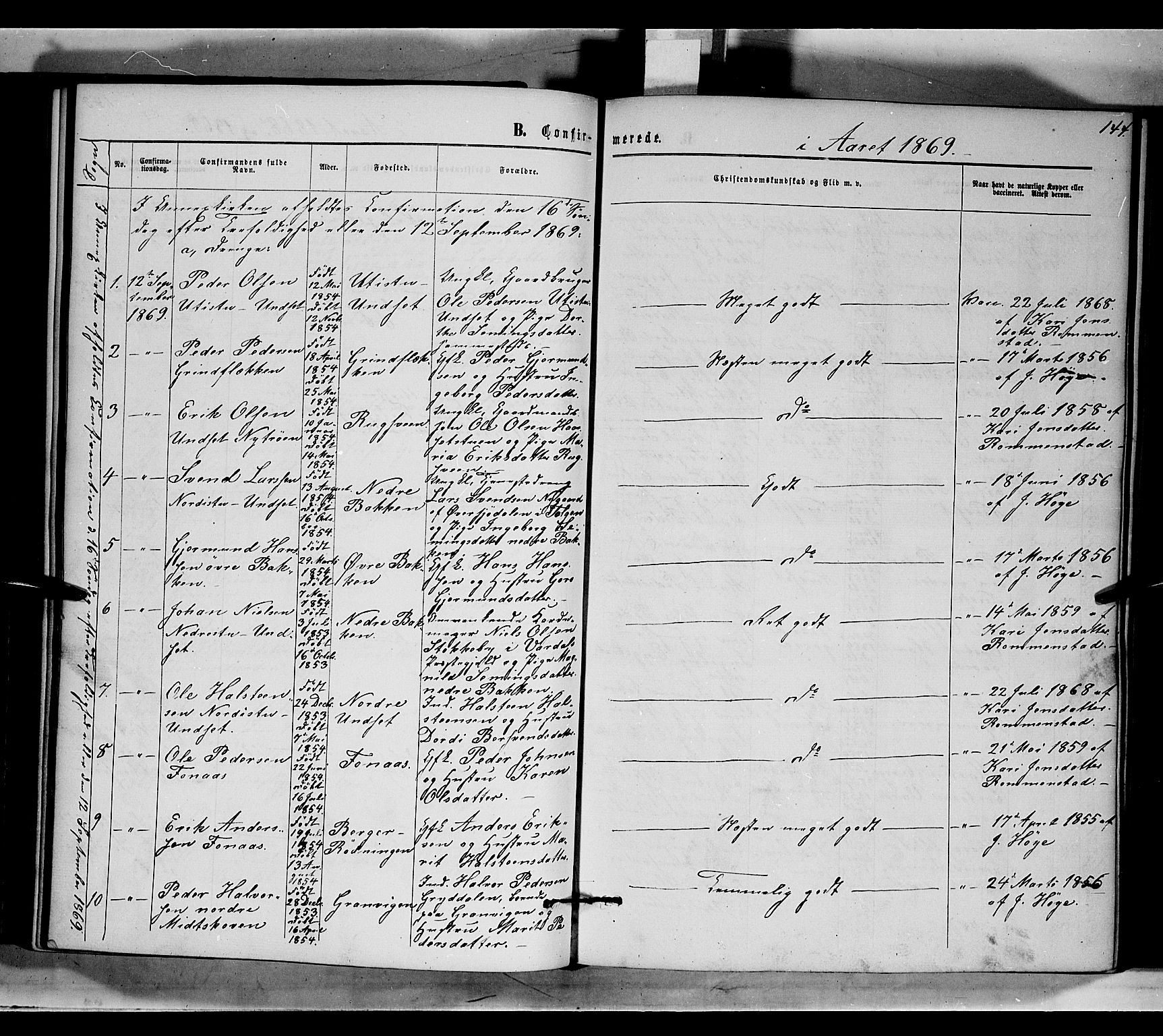 Rendalen prestekontor, AV/SAH-PREST-054/H/Ha/Haa/L0006: Parish register (official) no. 6, 1867-1877, p. 144