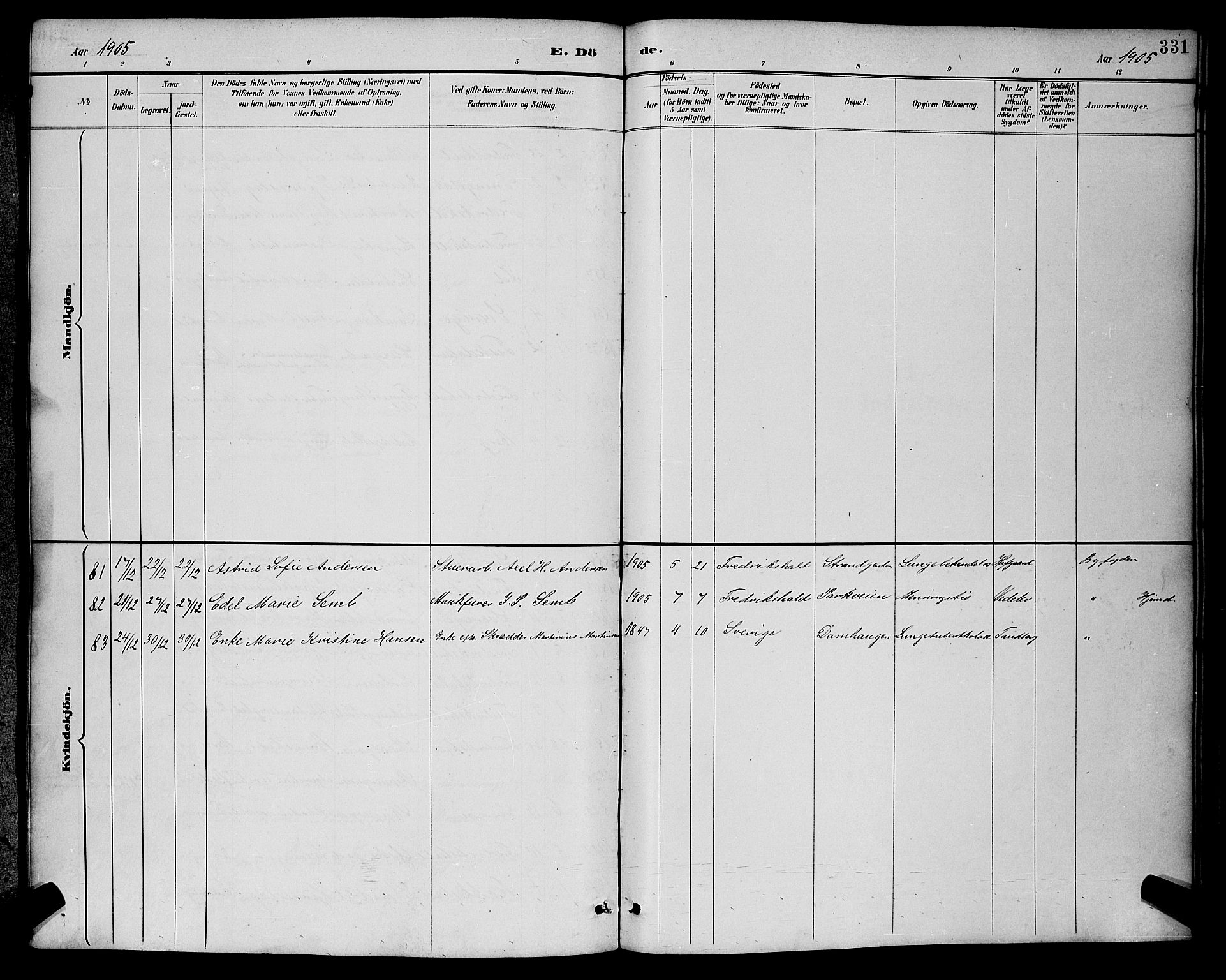 Halden prestekontor Kirkebøker, AV/SAO-A-10909/G/Ga/L0009: Parish register (copy) no. 9, 1885-1908, p. 331