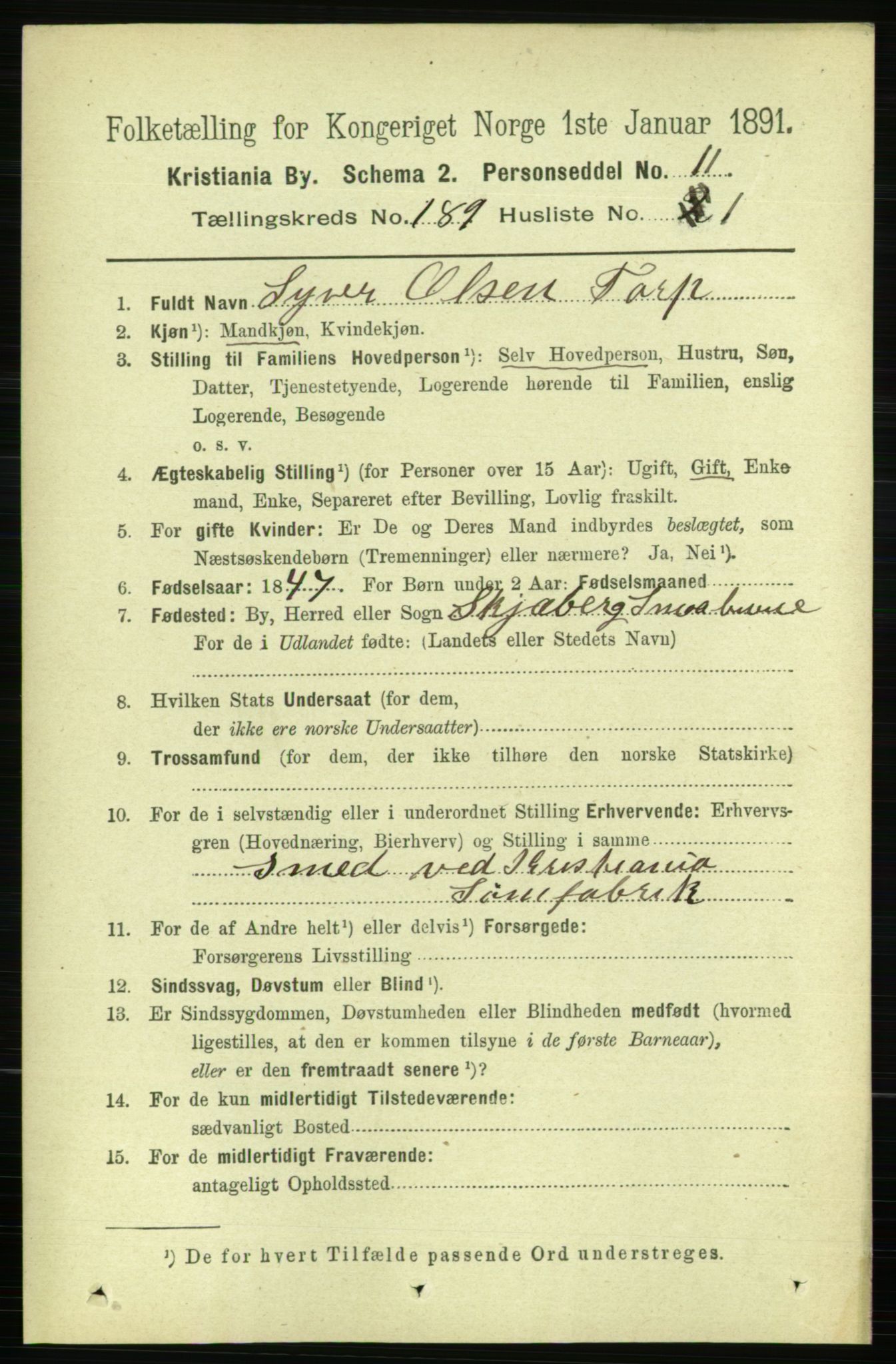 RA, 1891 census for 0301 Kristiania, 1891, p. 113200