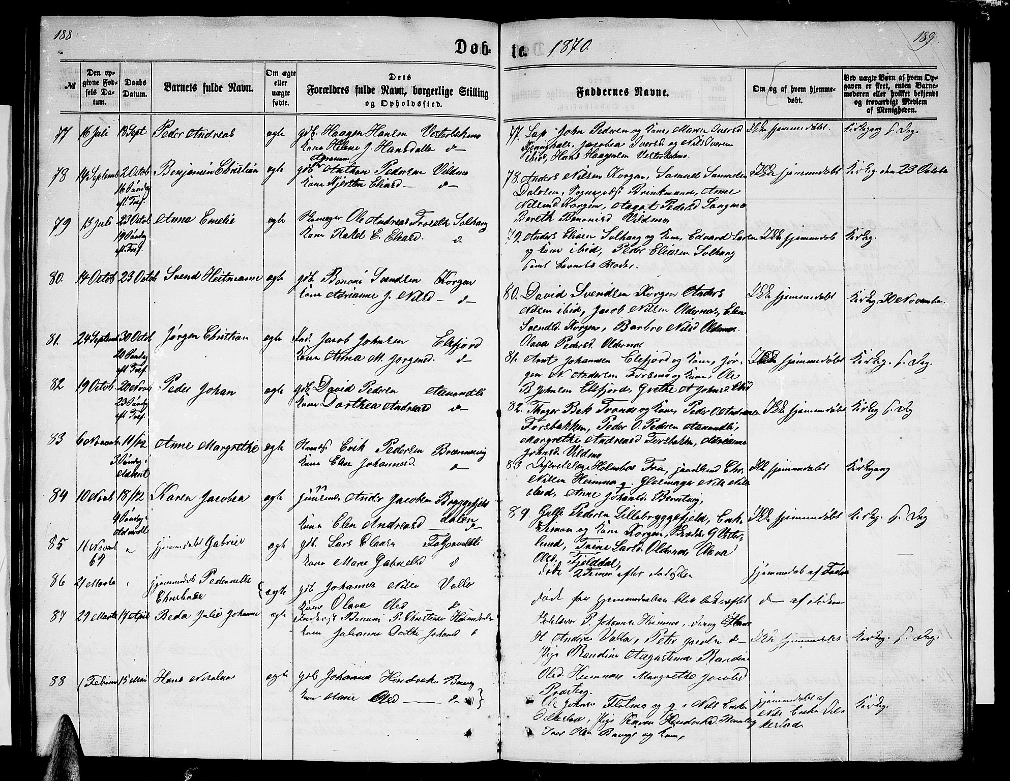 Ministerialprotokoller, klokkerbøker og fødselsregistre - Nordland, AV/SAT-A-1459/825/L0365: Parish register (copy) no. 825C02, 1858-1873, p. 188-189