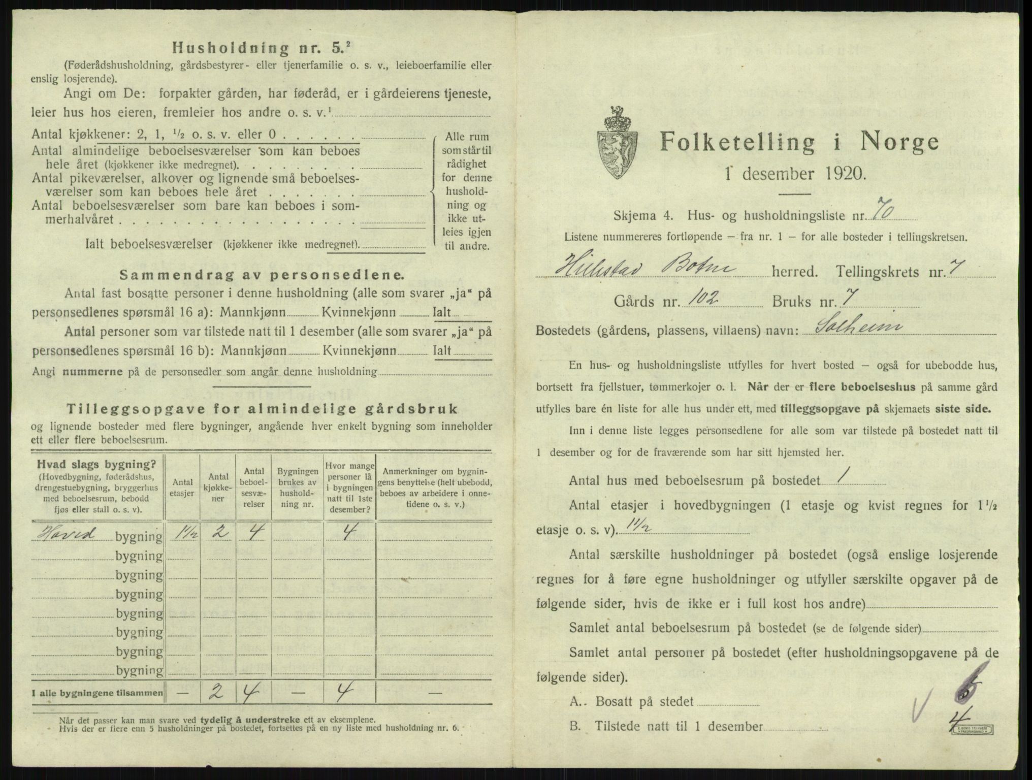 SAKO, 1920 census for Botne, 1920, p. 993