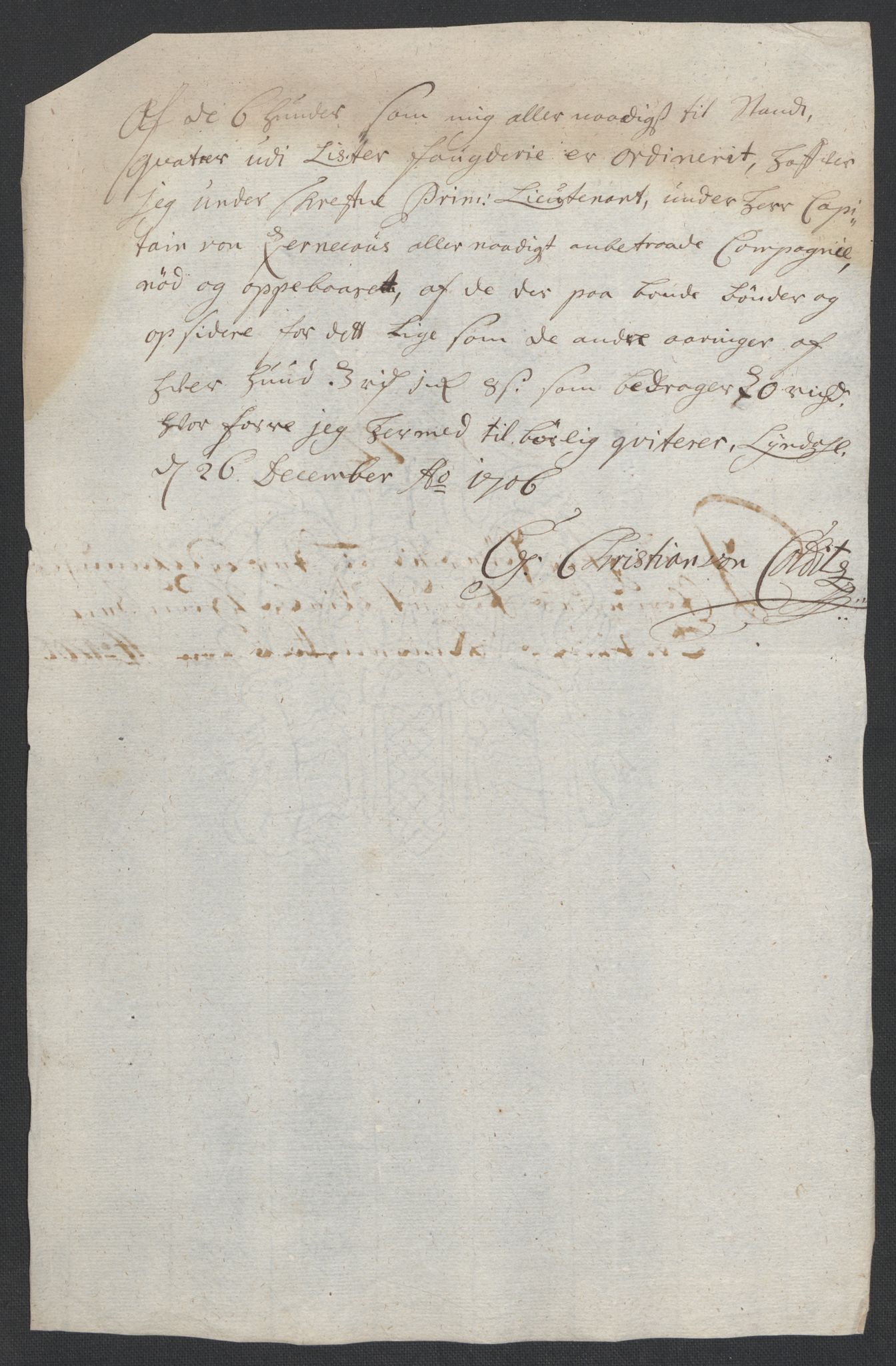 Rentekammeret inntil 1814, Reviderte regnskaper, Fogderegnskap, RA/EA-4092/R43/L2551: Fogderegnskap Lista og Mandal, 1705-1709, p. 305