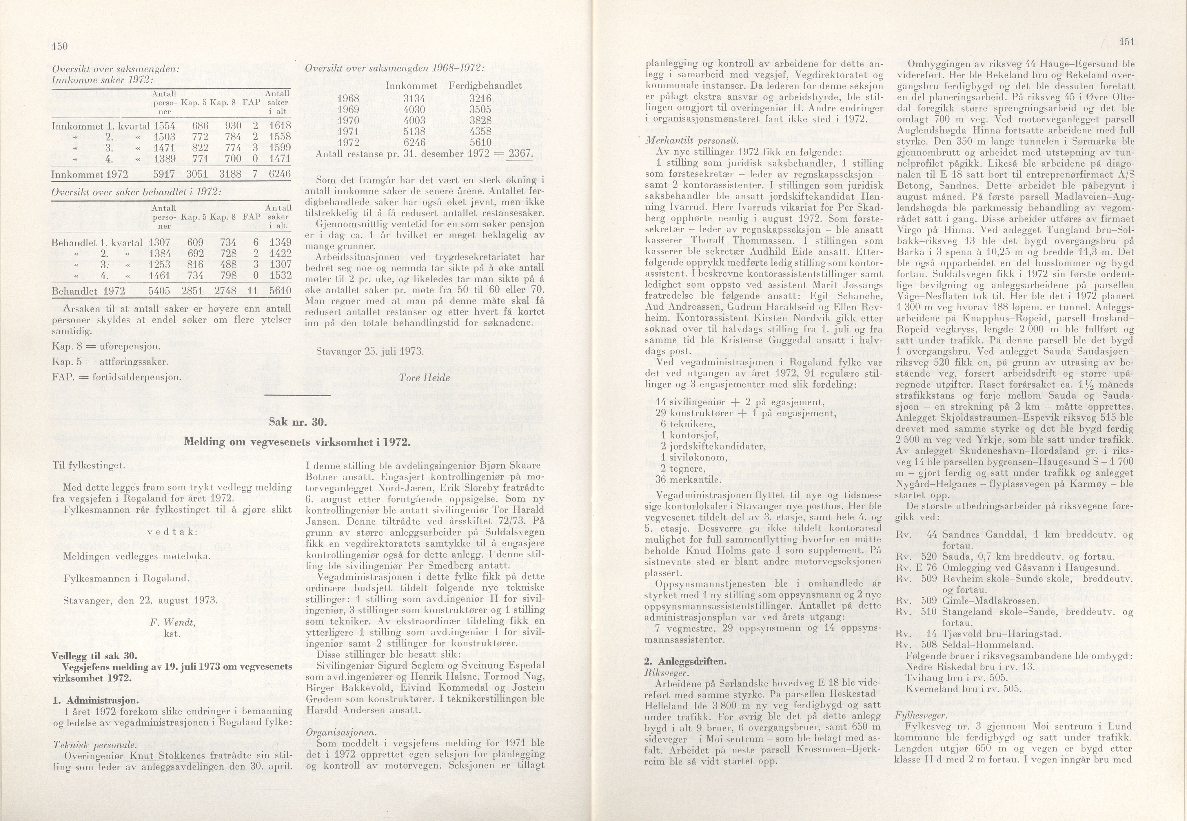 Rogaland fylkeskommune - Fylkesrådmannen , IKAR/A-900/A/Aa/Aaa/L0093: Møtebok , 1973, p. 150-151