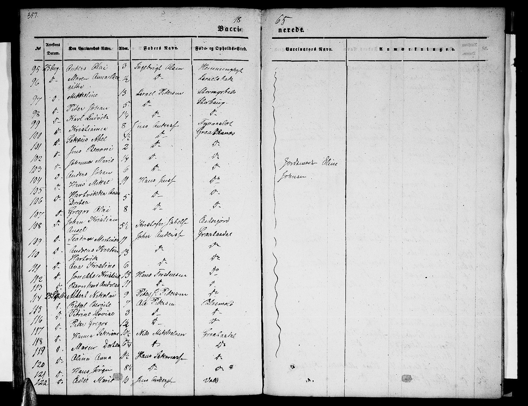 Ministerialprotokoller, klokkerbøker og fødselsregistre - Nordland, AV/SAT-A-1459/846/L0652: Parish register (copy) no. 846C02, 1841-1871, p. 357