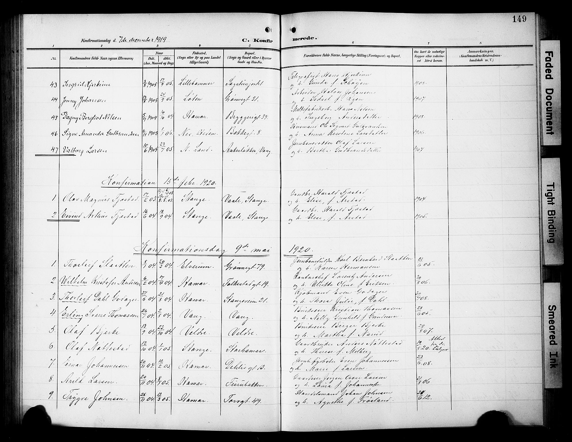 Hamar prestekontor, SAH/DOMPH-002/H/Ha/Hab/L0002: Parish register (copy) no. 2, 1899-1929, p. 149