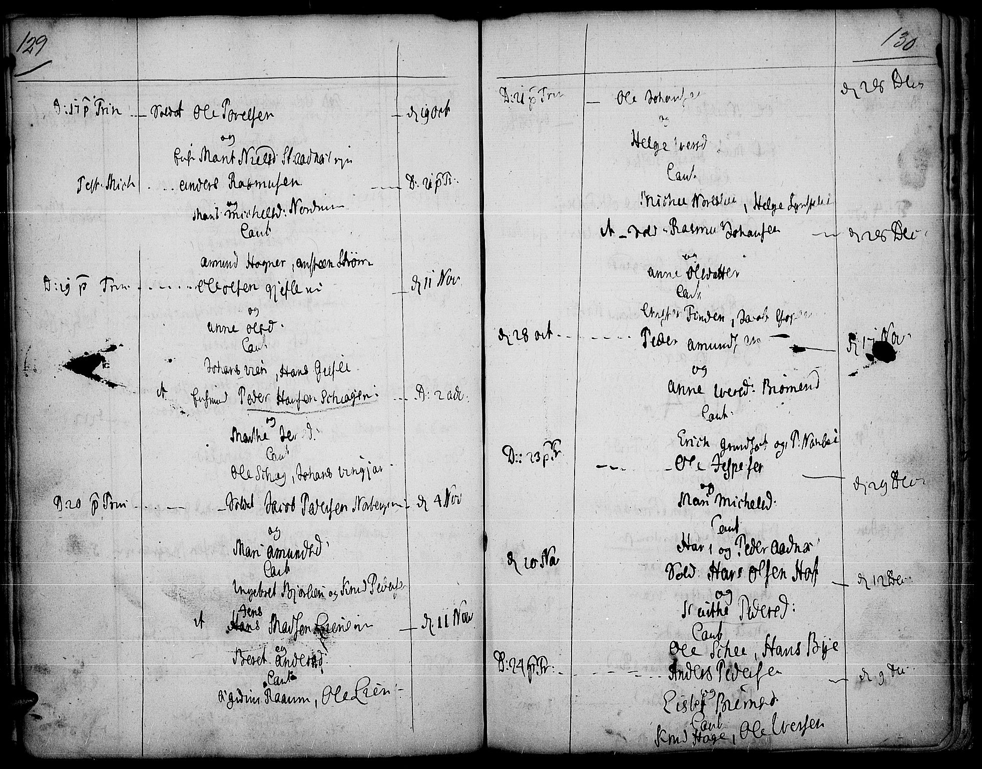 Land prestekontor, AV/SAH-PREST-120/H/Ha/Haa/L0003: Parish register (official) no. 3, 1733-1764, p. 129-130