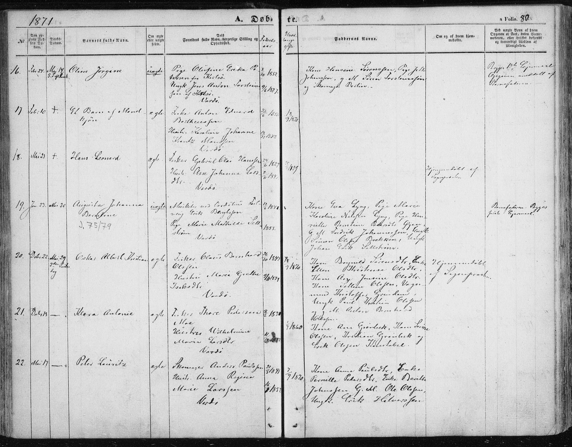 Vardø sokneprestkontor, SATØ/S-1332/H/Ha/L0004kirke: Parish register (official) no. 4, 1862-1871, p. 80
