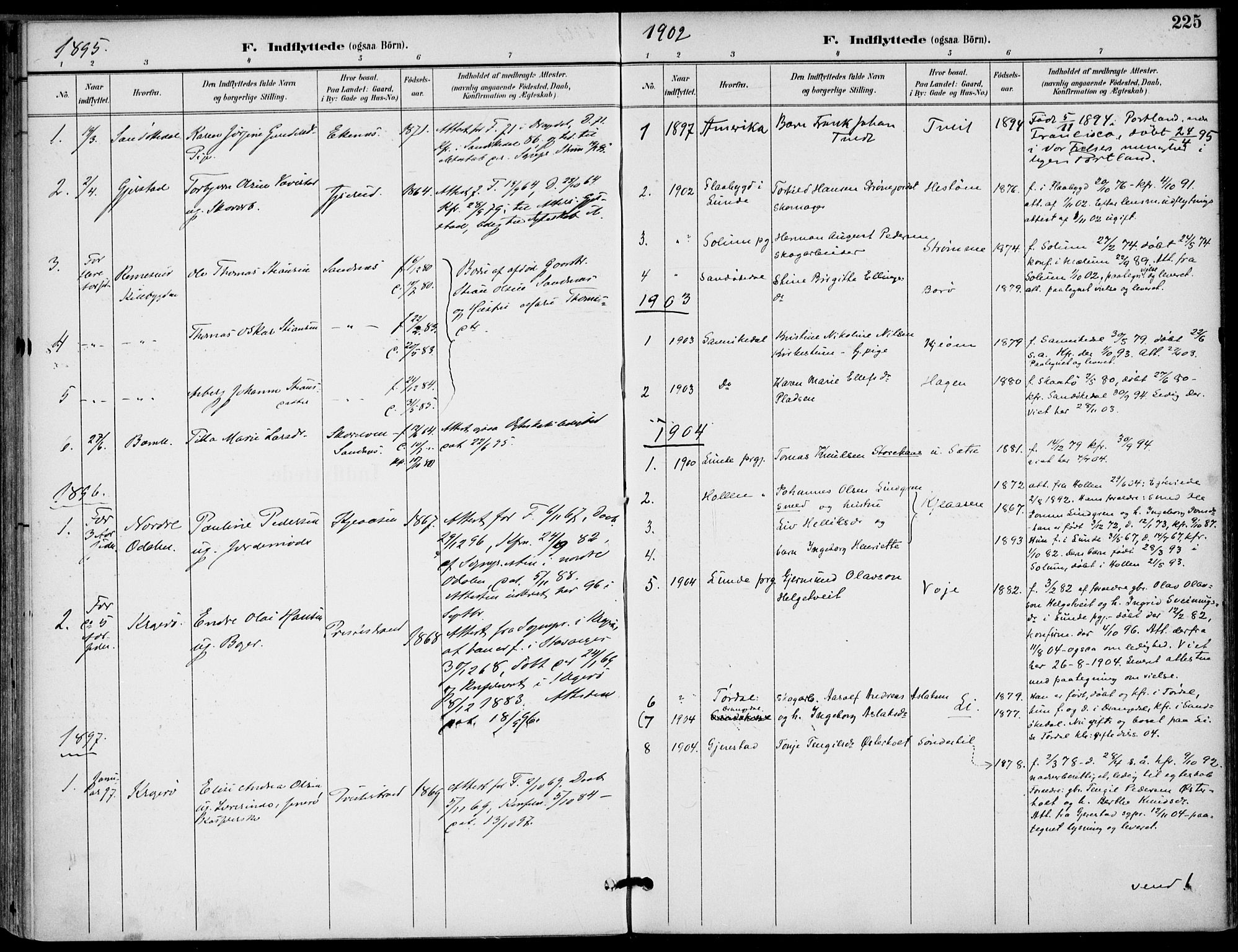 Drangedal kirkebøker, SAKO/A-258/F/Fa/L0012: Parish register (official) no. 12, 1895-1905, p. 225