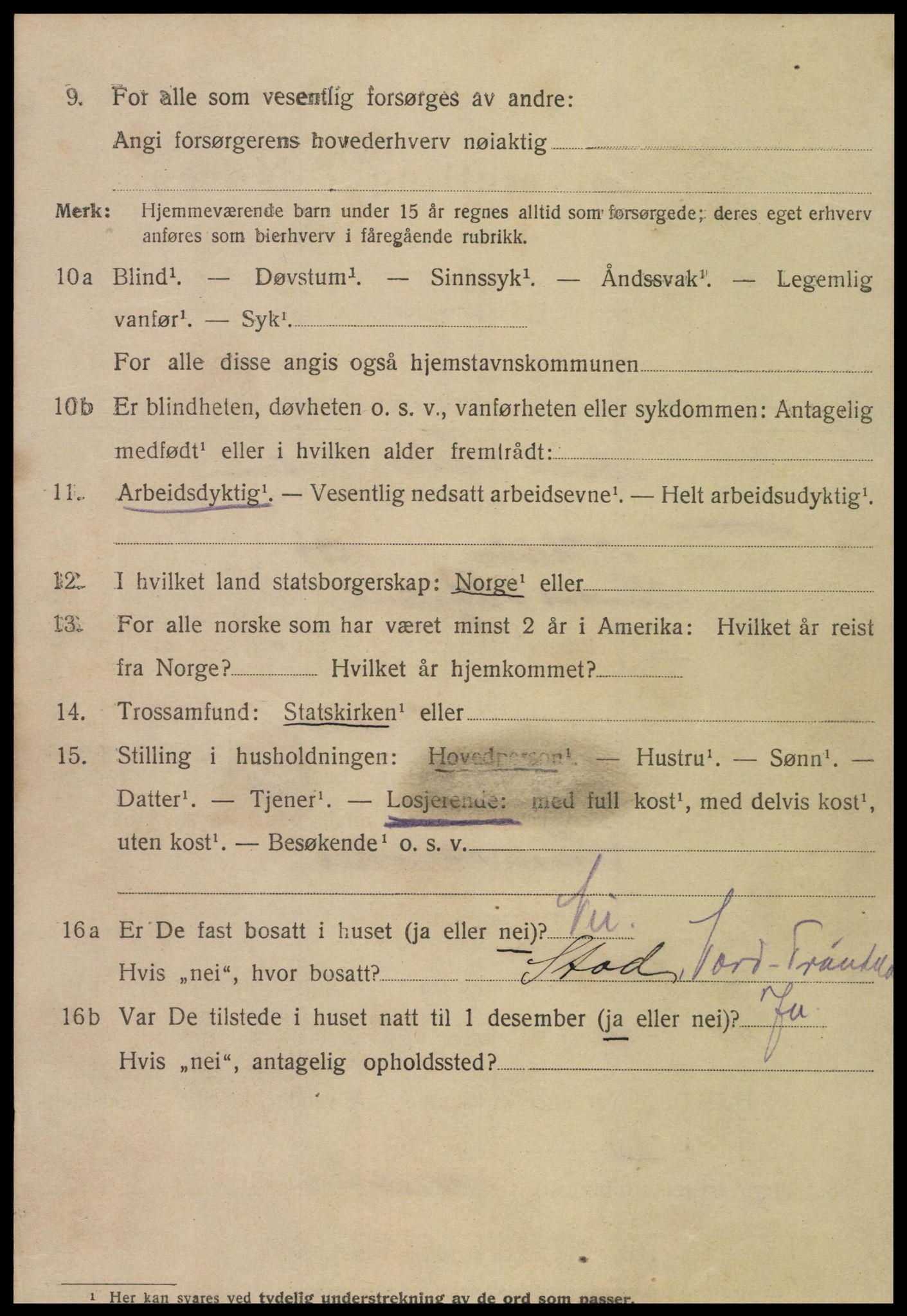 SAT, 1920 census for Levanger town, 1920, p. 4179