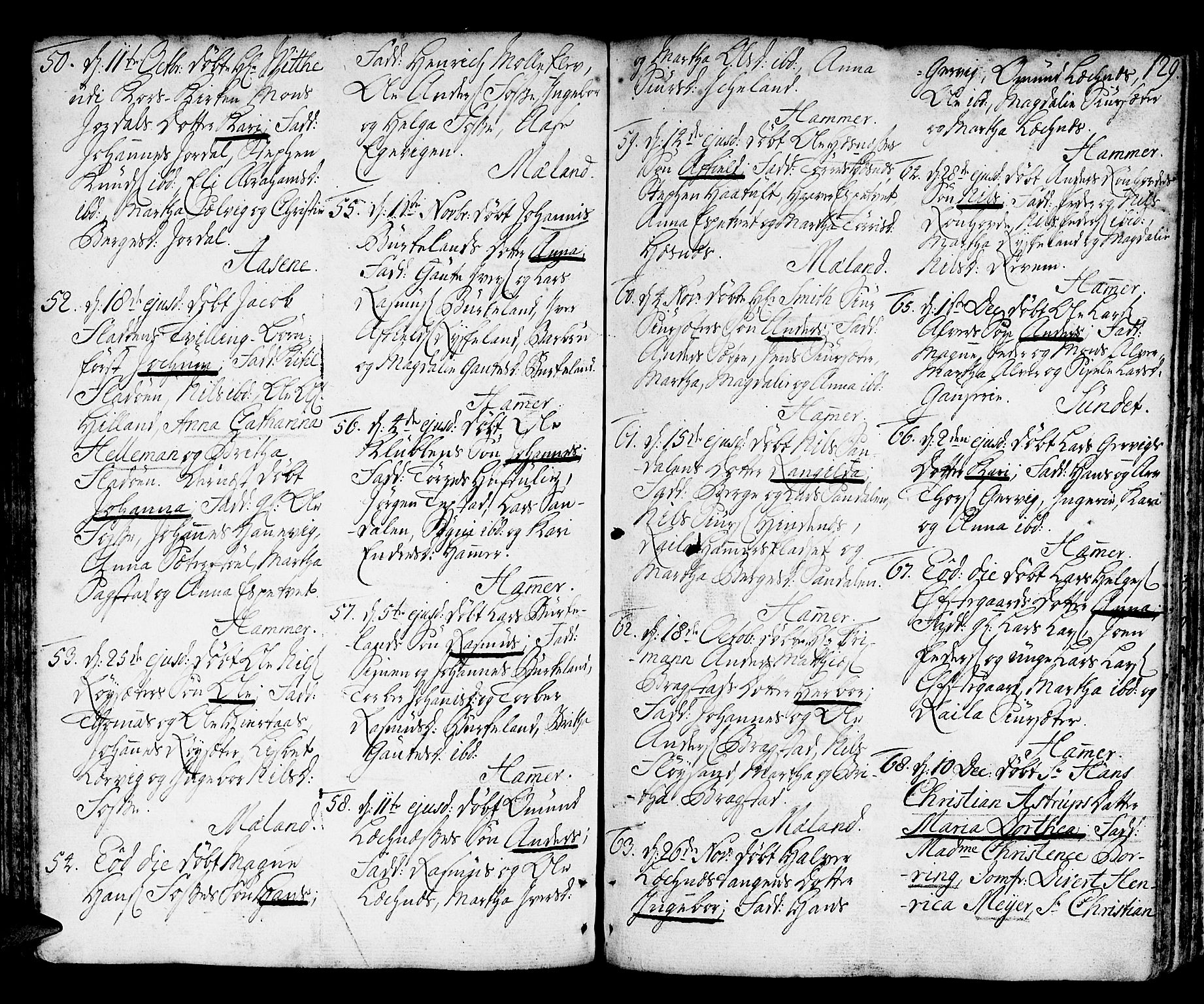 Hamre sokneprestembete, SAB/A-75501/H/Ha/Haa/Haaa/L0007: Parish register (official) no. A 7, 1762-1777, p. 129