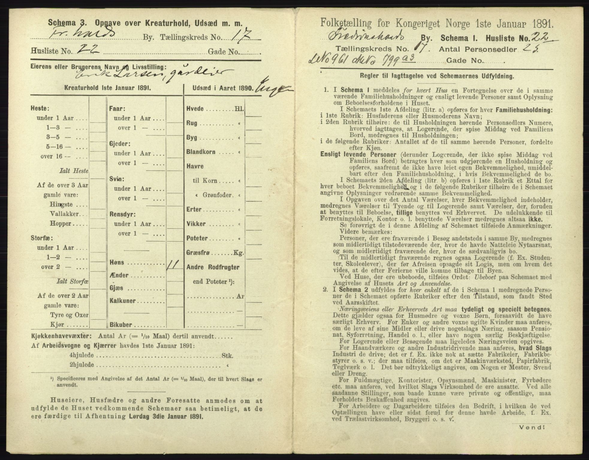 RA, 1891 census for 0101 Fredrikshald, 1891, p. 1574