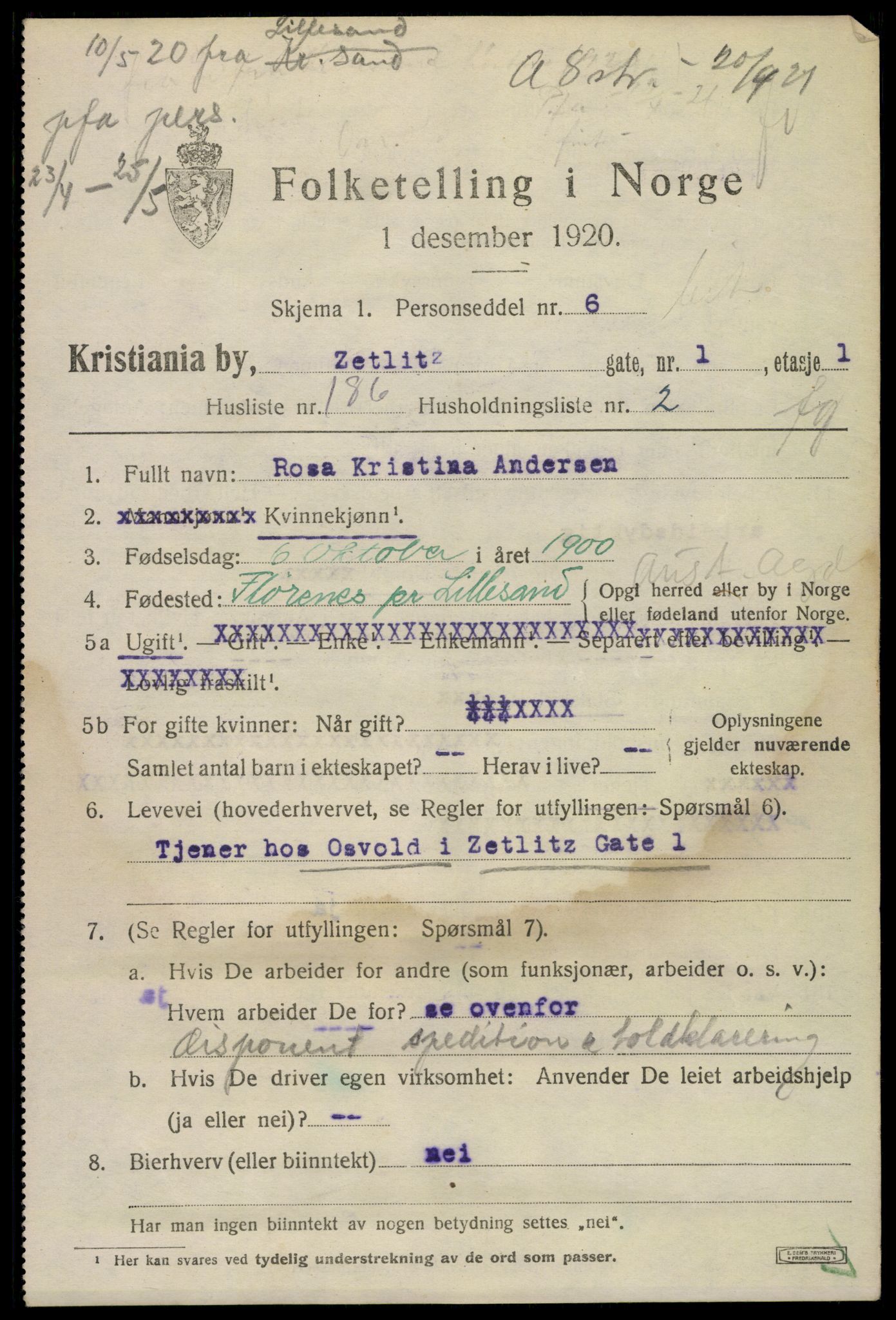 SAO, 1920 census for Kristiania, 1920, p. 654281