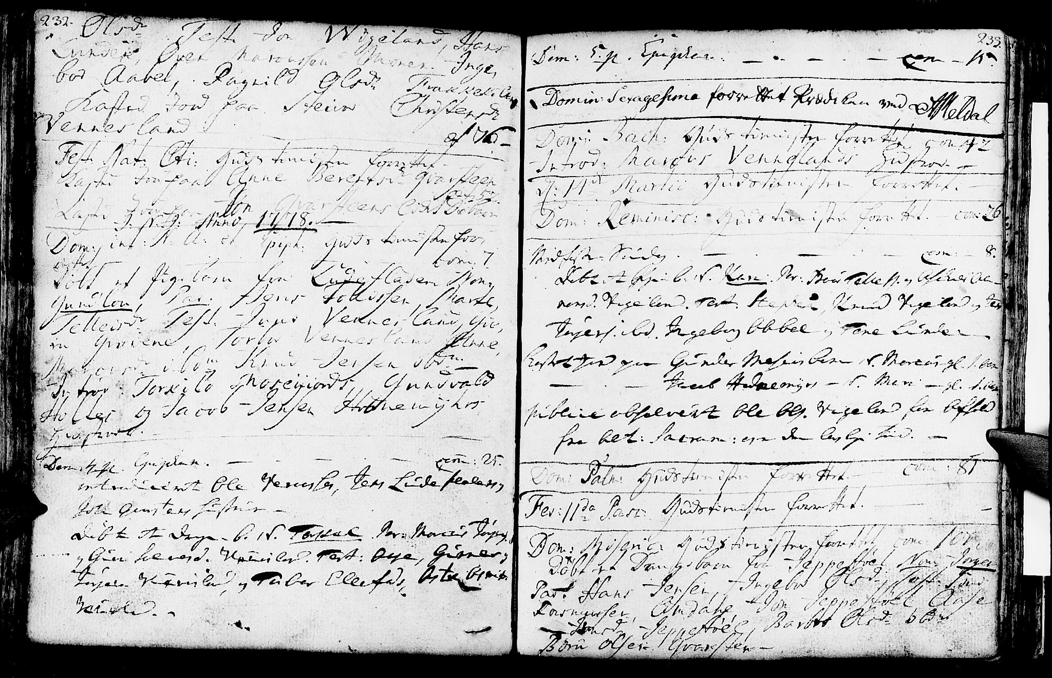 Vennesla sokneprestkontor, AV/SAK-1111-0045/Fa/Fab/L0001: Parish register (official) no. A 1, 1741-1794, p. 232-233